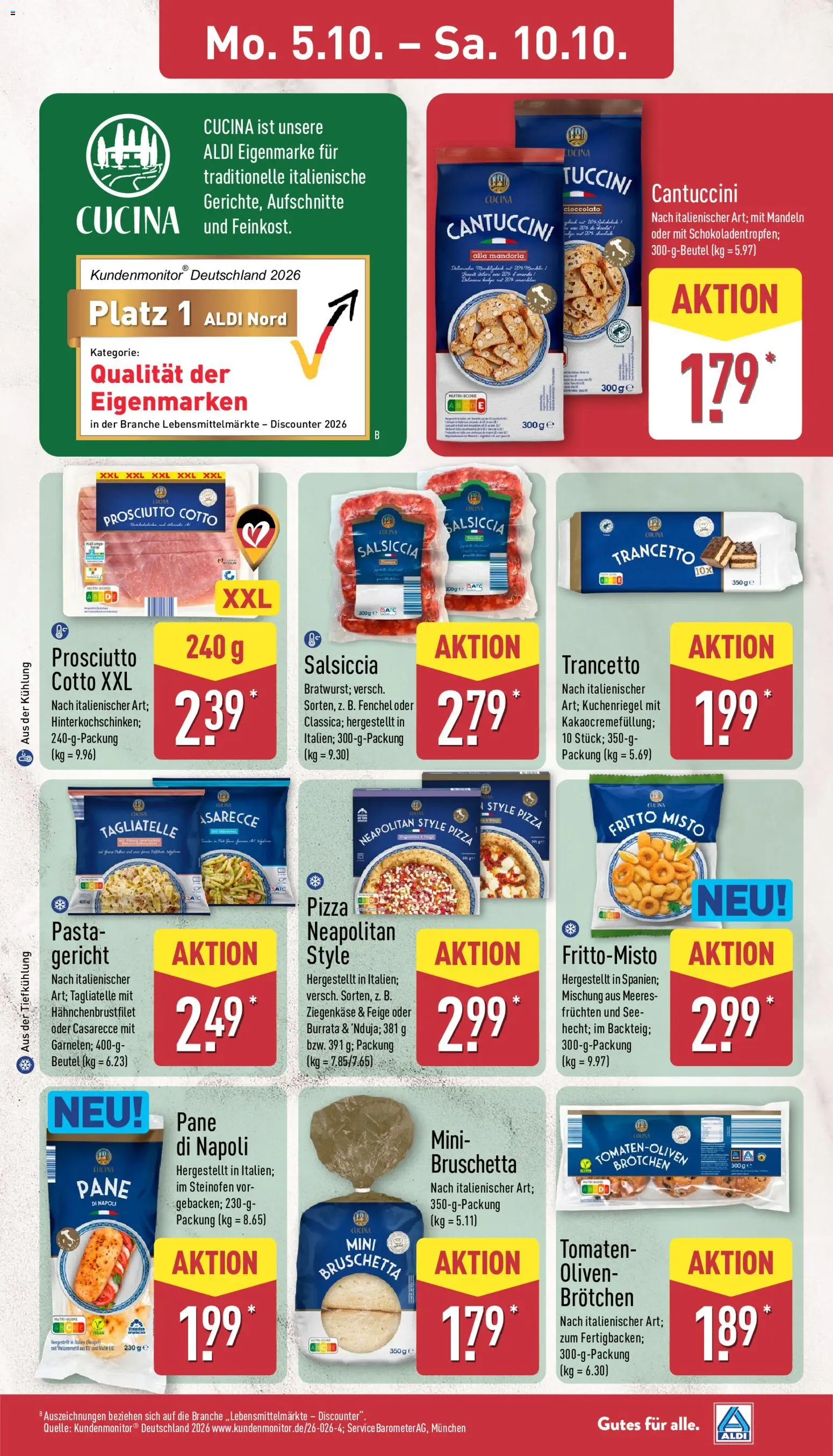 Aldi Prospekt – gültig ab 05.10.2026 | Seite: 13 | Produkte: Ziegenkäse, Tomaten, Mandeln, Burrata