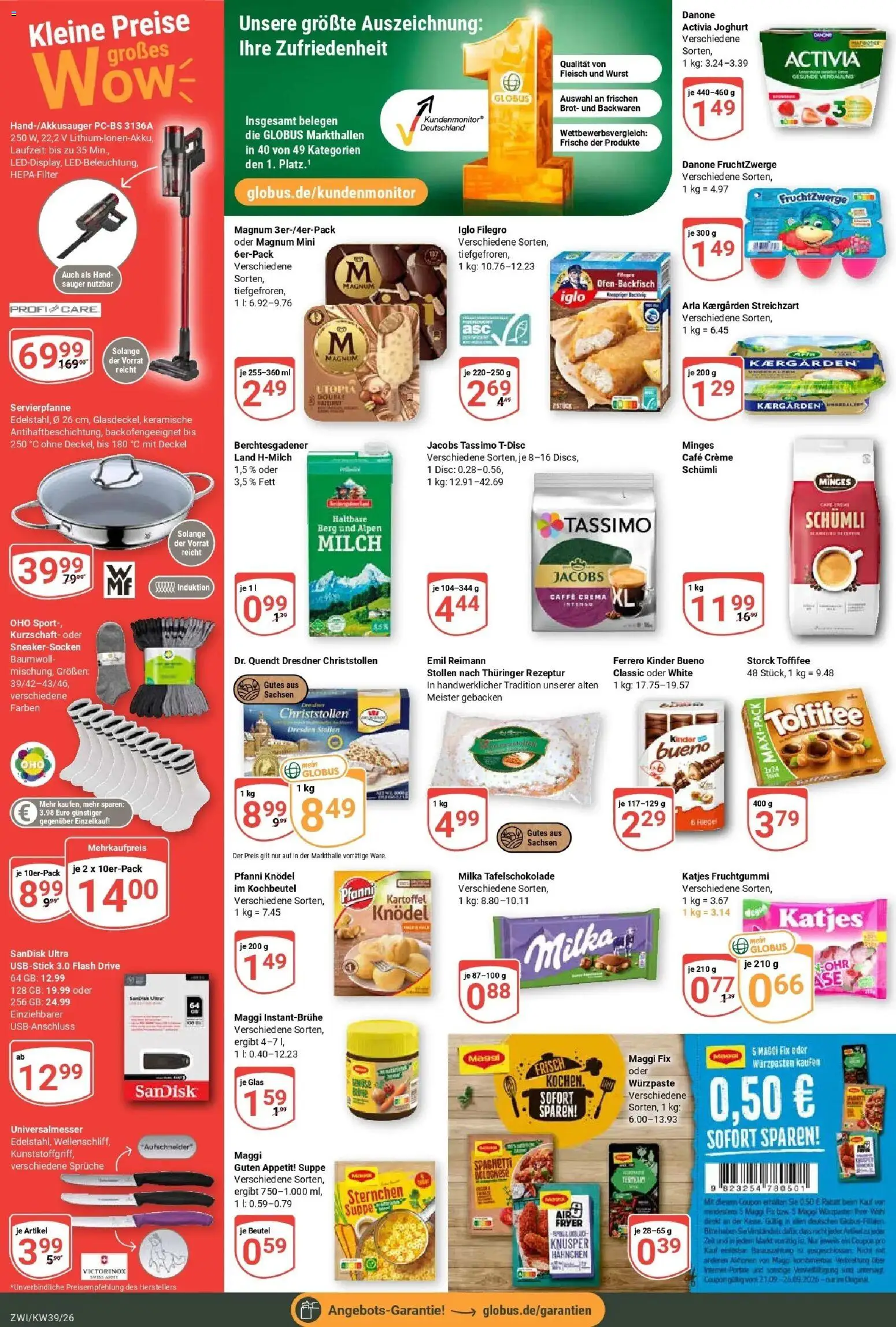 Globus Prospekt Zwickau (ab 21.09.2026) » Angebote online | Seite: 6 | Produkte: Hahnchen, Maggi, Iglo, Kinder bueno
