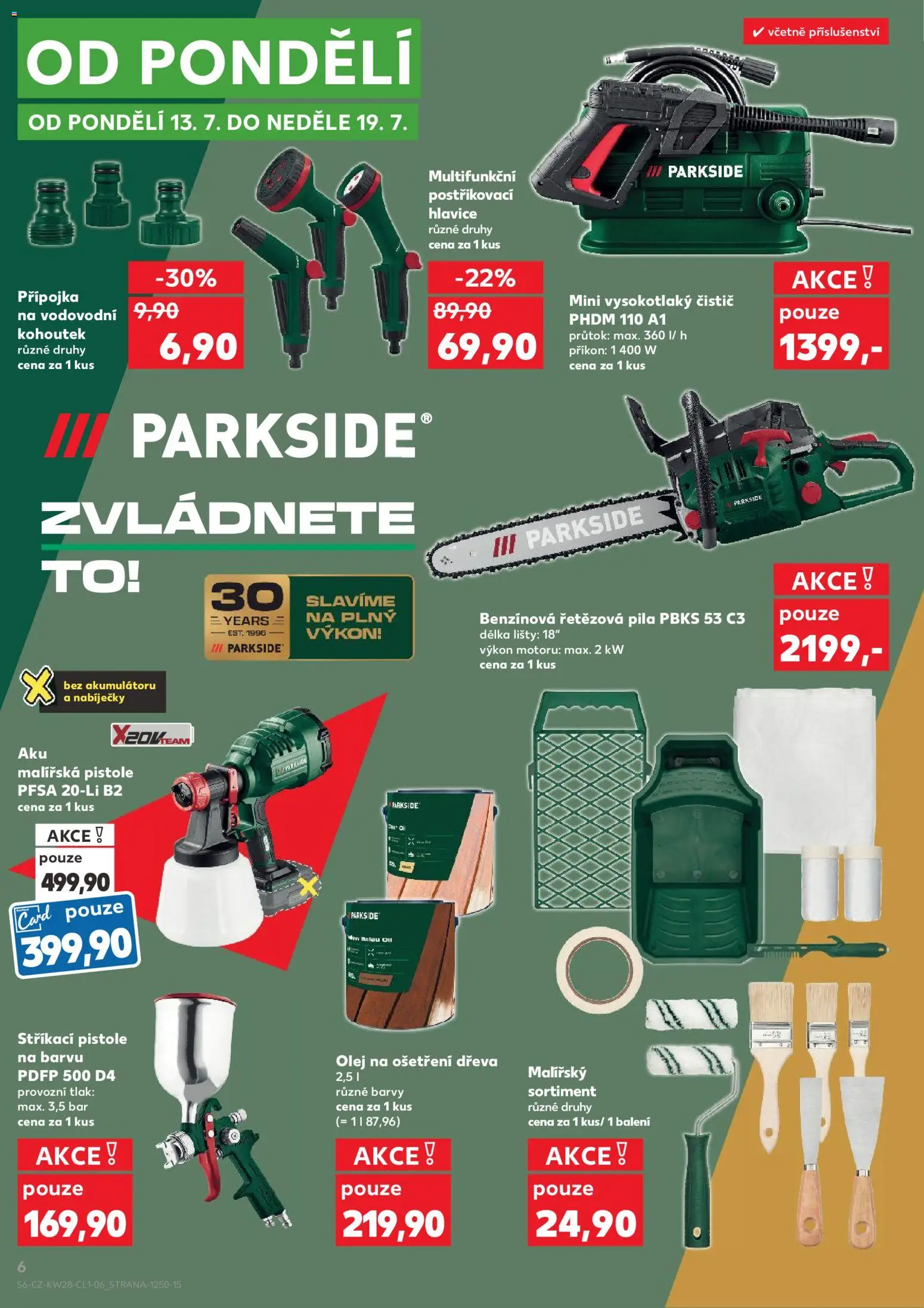 Kaufland leták - Plzeň od 08.07.2026 | Strana: 6 | Produkty: Olej, Parkside, Malířská pistole, Pila