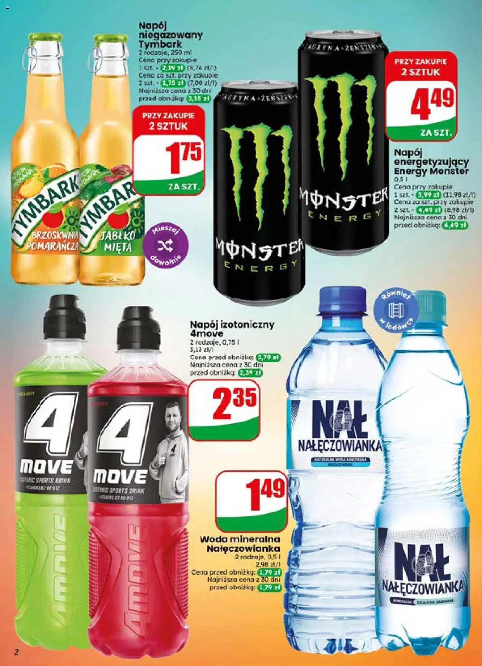Dino gazetka od 15.07.2026 | Strona: 2 | Produkty: Woda mineralna, Tymbark, Mięta, Woda