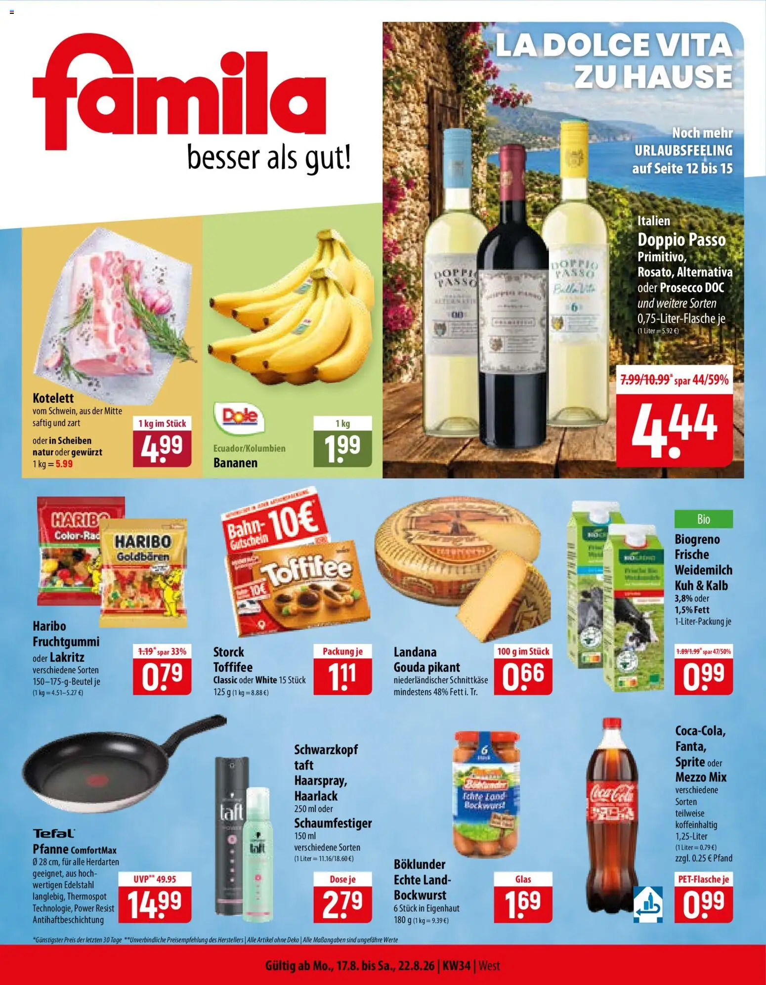 Famila Prospekt – gültig ab 17.08.2026 | Seite: 1 | Produkte: Mezzo mix, Sprite, Gouda, Doppio Passo