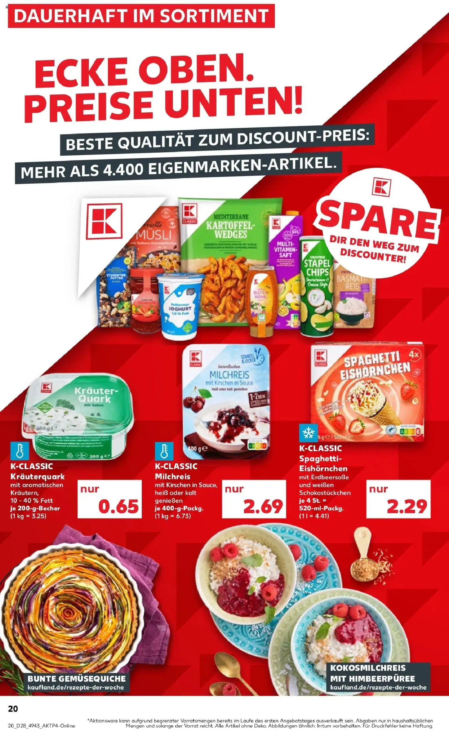 Kaufland Prospekt Mainz – gültig ab 09.07.2026 | Seite: 20 | Produkte: Quark, Spaghetti, Kirschen, Chips