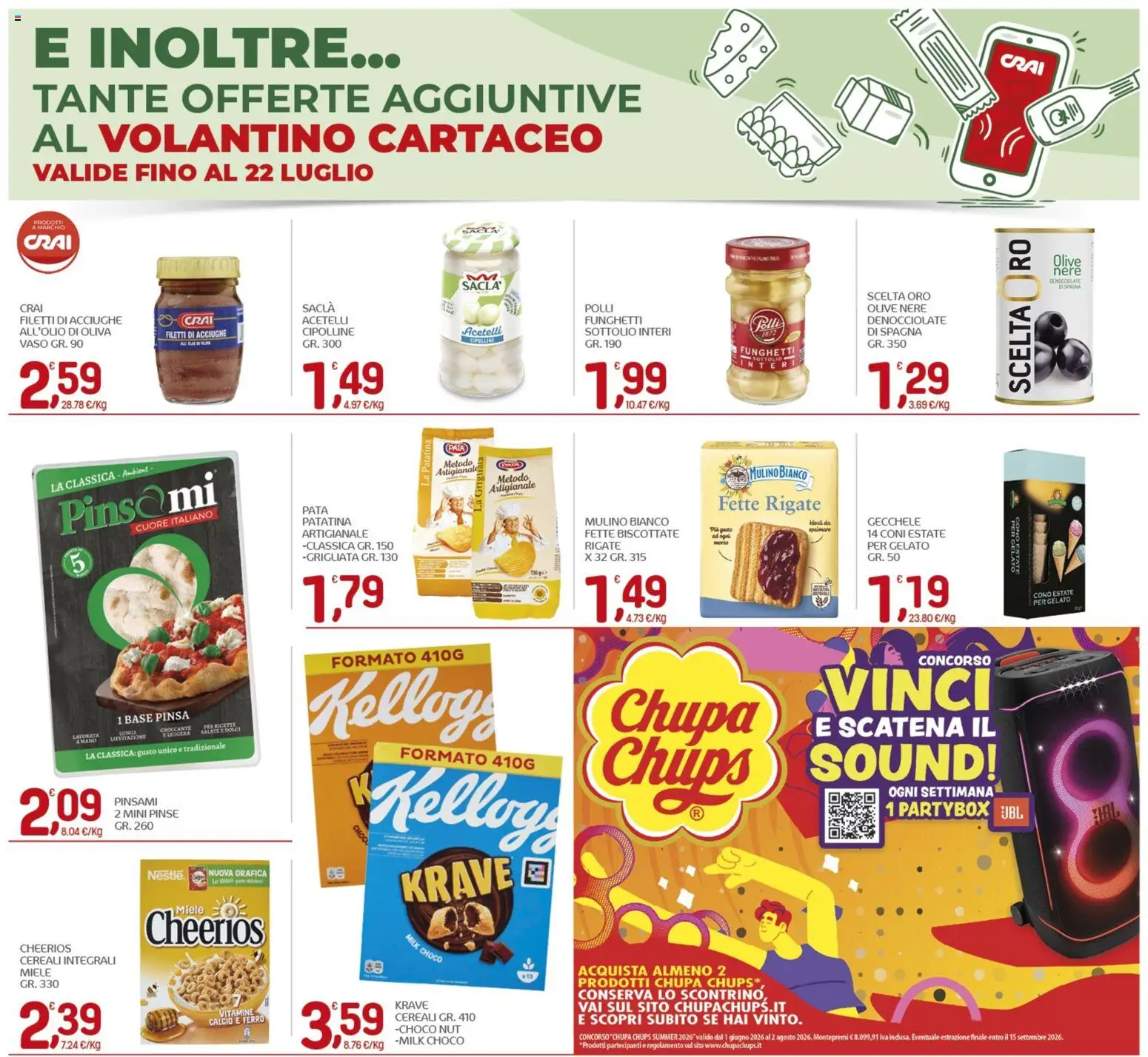 Volantino CRAI del 09/07/2026 | Pagina: 23 | Prodotti: Olive, Acciughe, Cipolline, Vaso