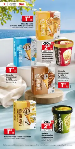 Vista previa Helado cono sabor a nata y chocolate, Helado cono sabor a nata y chocolate Dia Temptation pack-4 x 68 g válido desde el 29/07/2026 | Página: 2