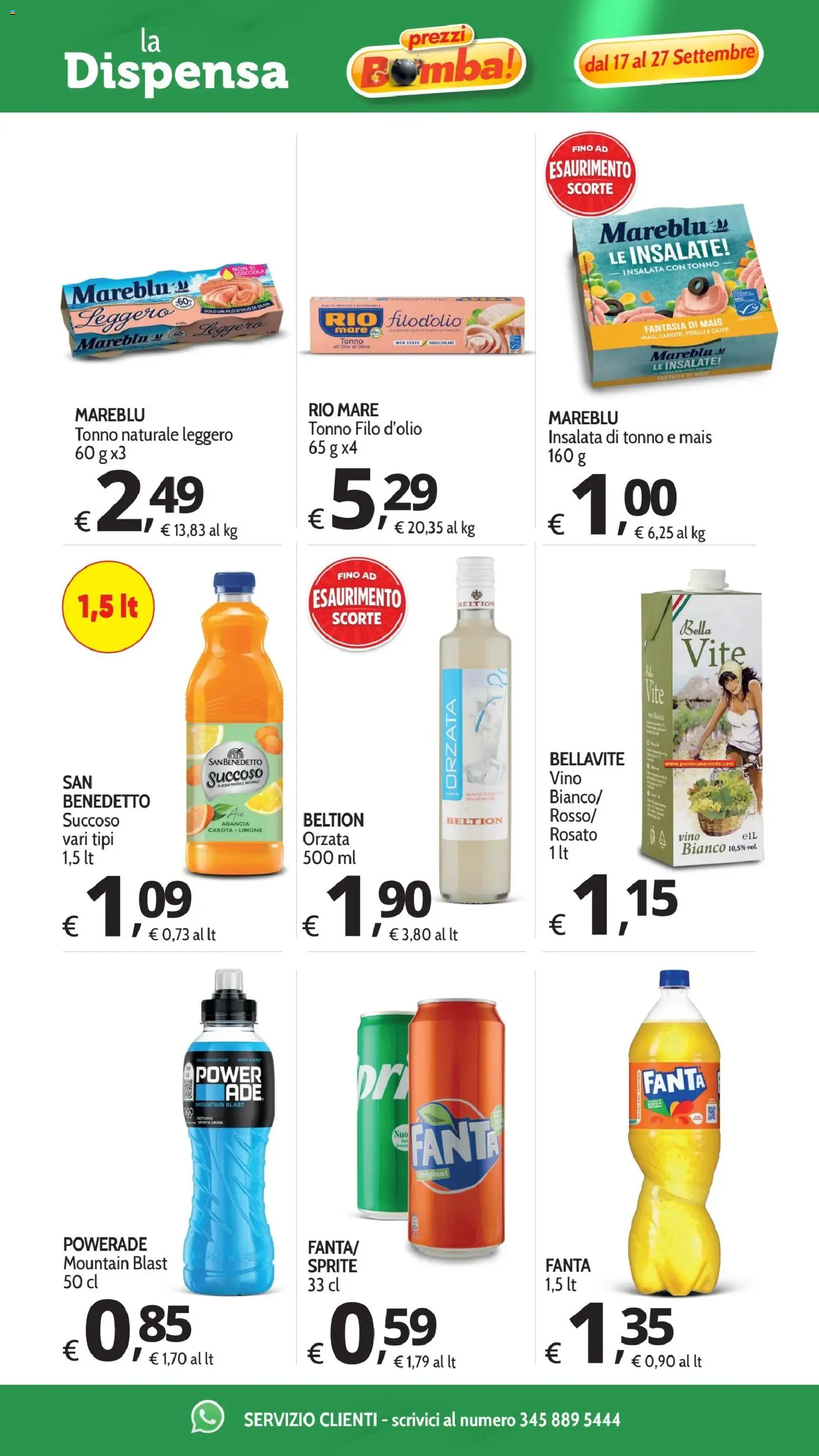 Volantino Primo Prezzo del 17/09/2026 | Pagina: 10 | Prodotti: Piselli, Acqua minerale, Insalata di tonno, Sprite