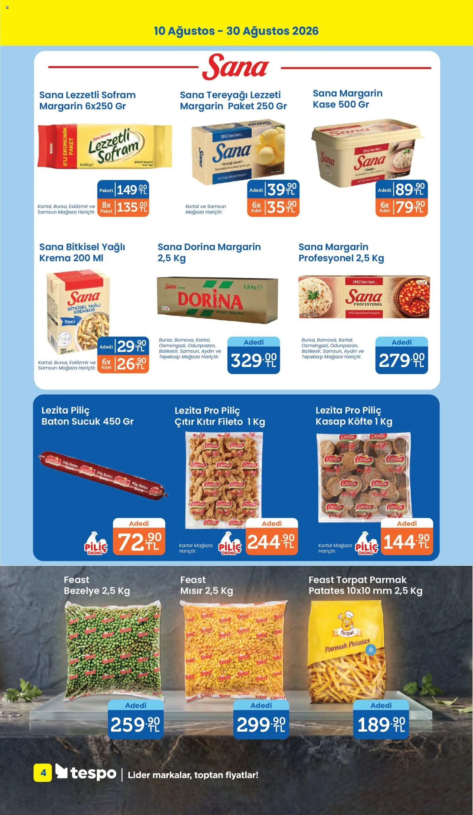 Tespo Katalog - 10 Ağustos 2026 tarihinden itibaren geçerlidir | Sayfa: 4 | Ürünler: Tereyağı, Krema, Piliç, Sucuk