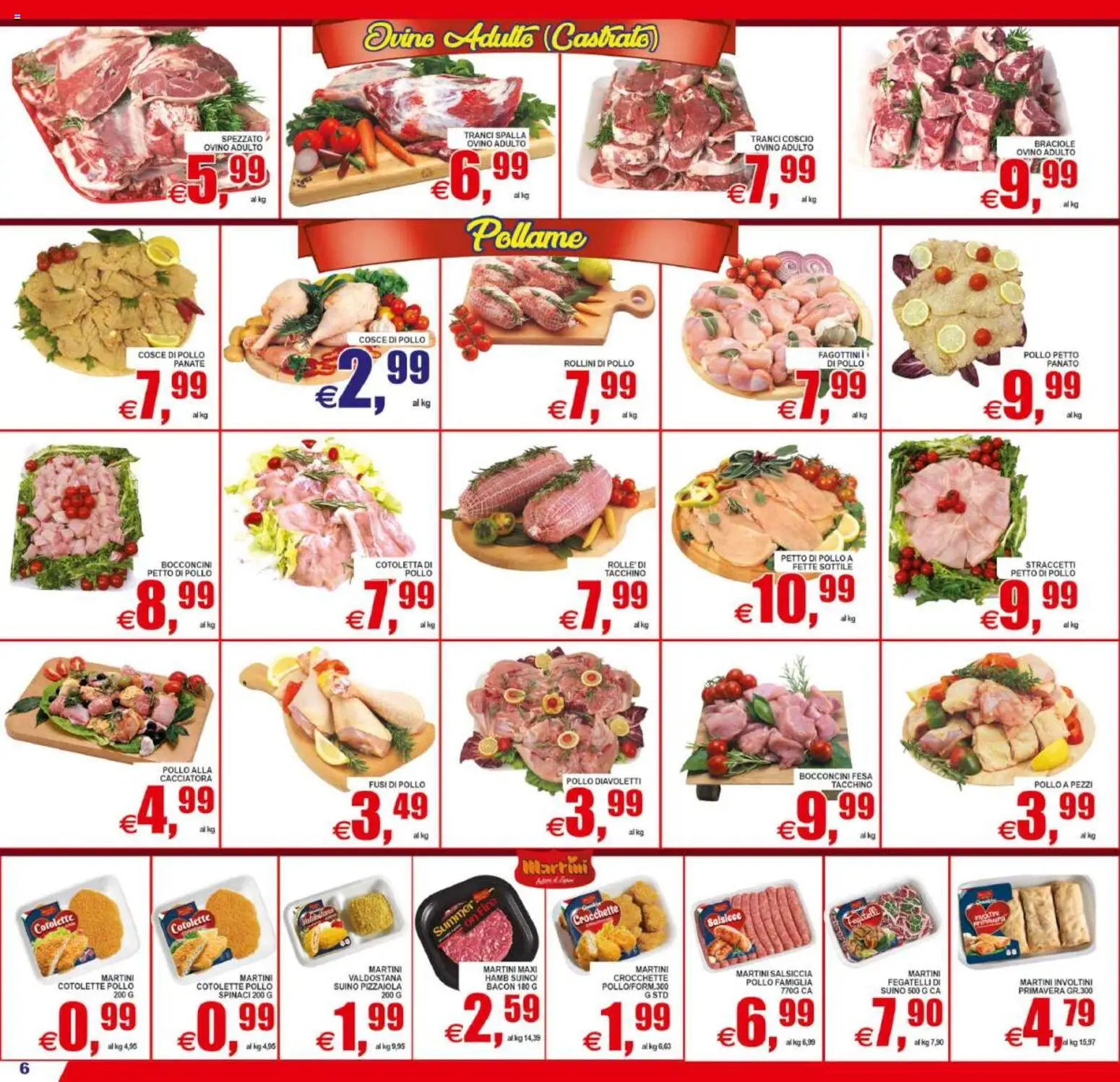 Volantino Pewex del 29.05.2026 | Pagina: 6 | Prodotti: Pollo, Crocchette, Ovino, Cosce di pollo