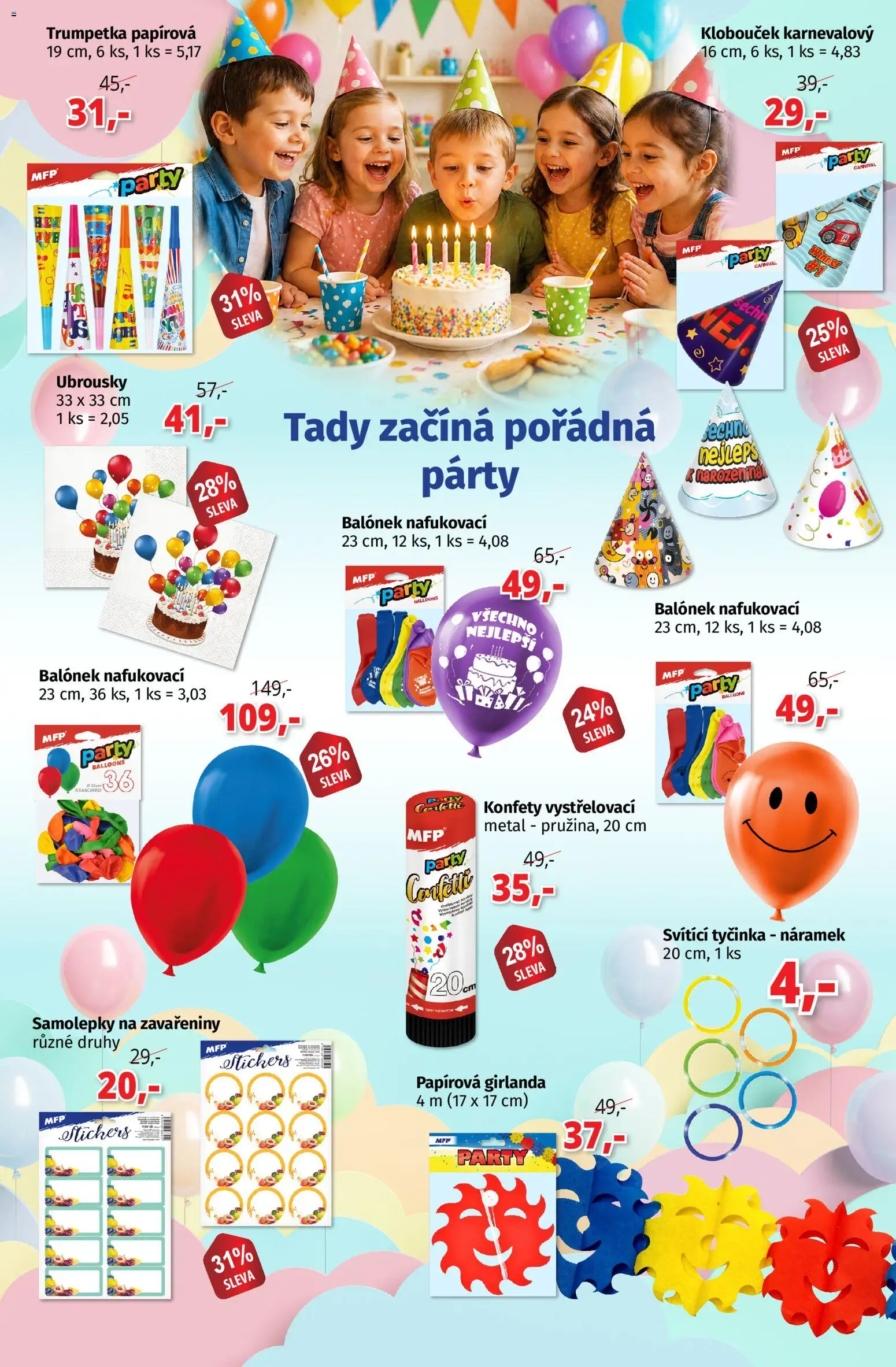 Prior - Akční Nabídka  od 12.05.2026 | Strana: 3 | Produkty: Ubrousky, Girlanda, Samolepky, Konfety
