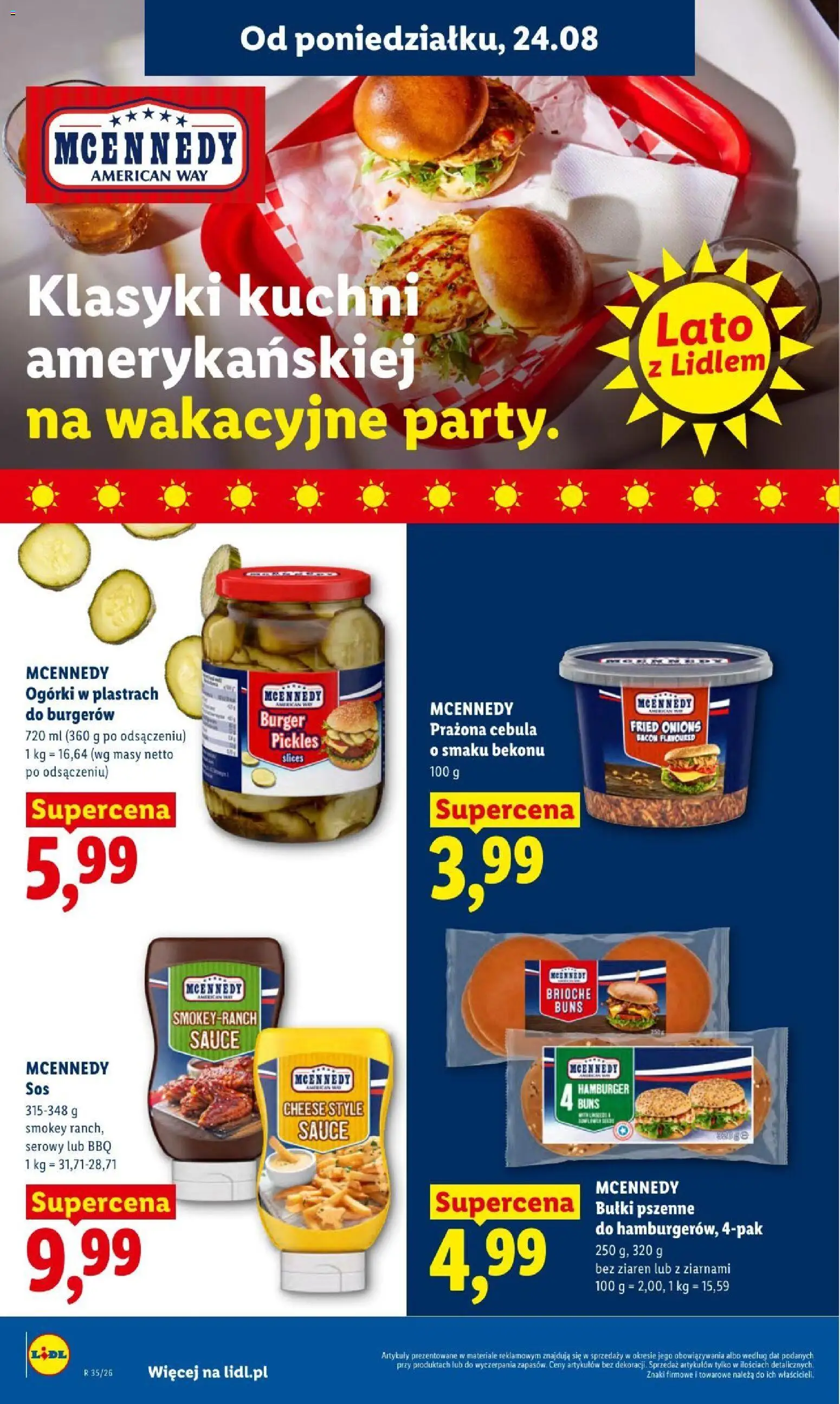 Lidl gazetka od 24.08.2026 | Strona: 56 | Produkty: Bułki, Hamburger, Ogórki, Sos