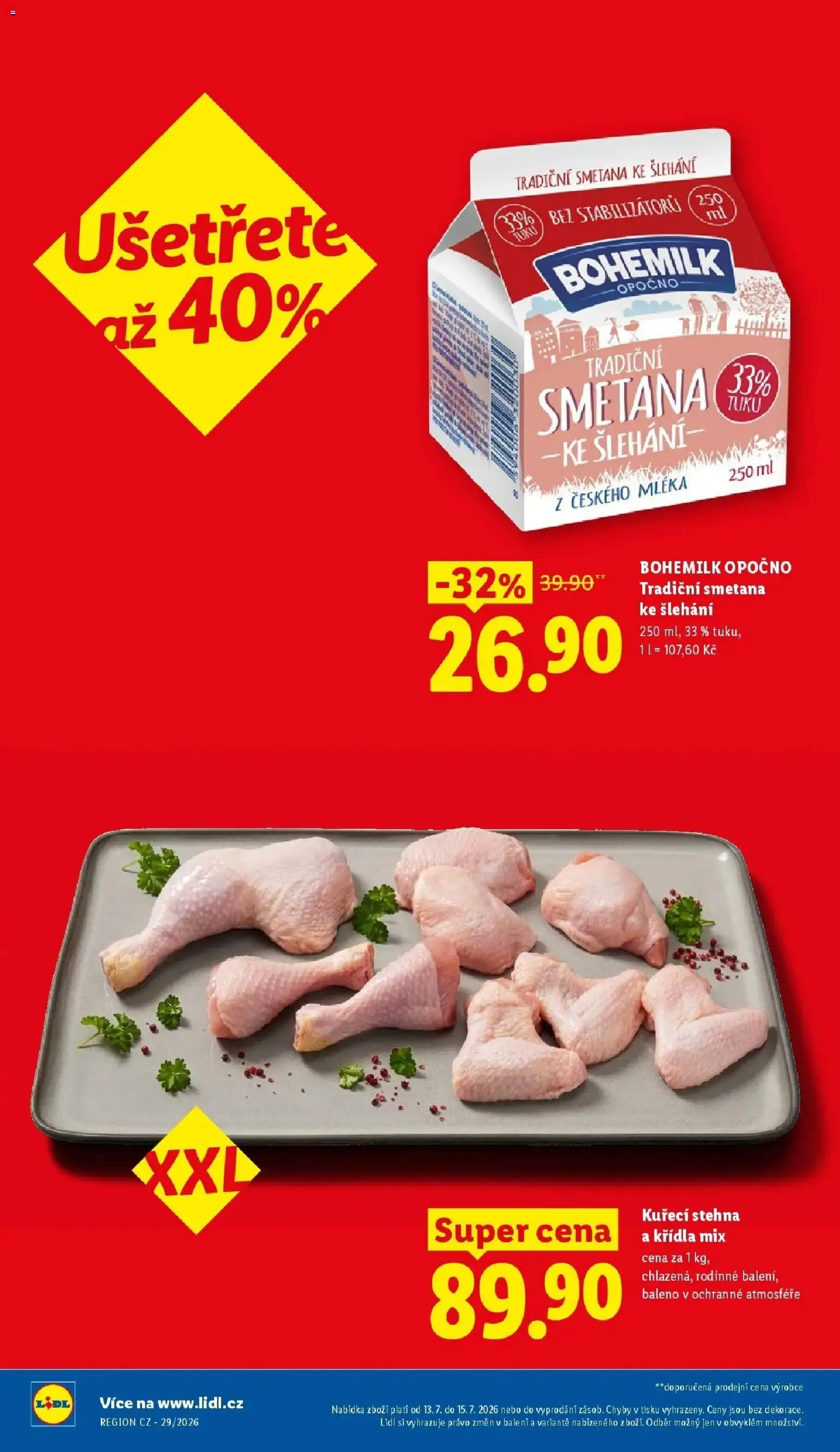 Lidl aktuální leták od 13.07.2026 | Strana: 10 | Produkty: Smetana, Smetana ke šlehání, Kuřecí stehna