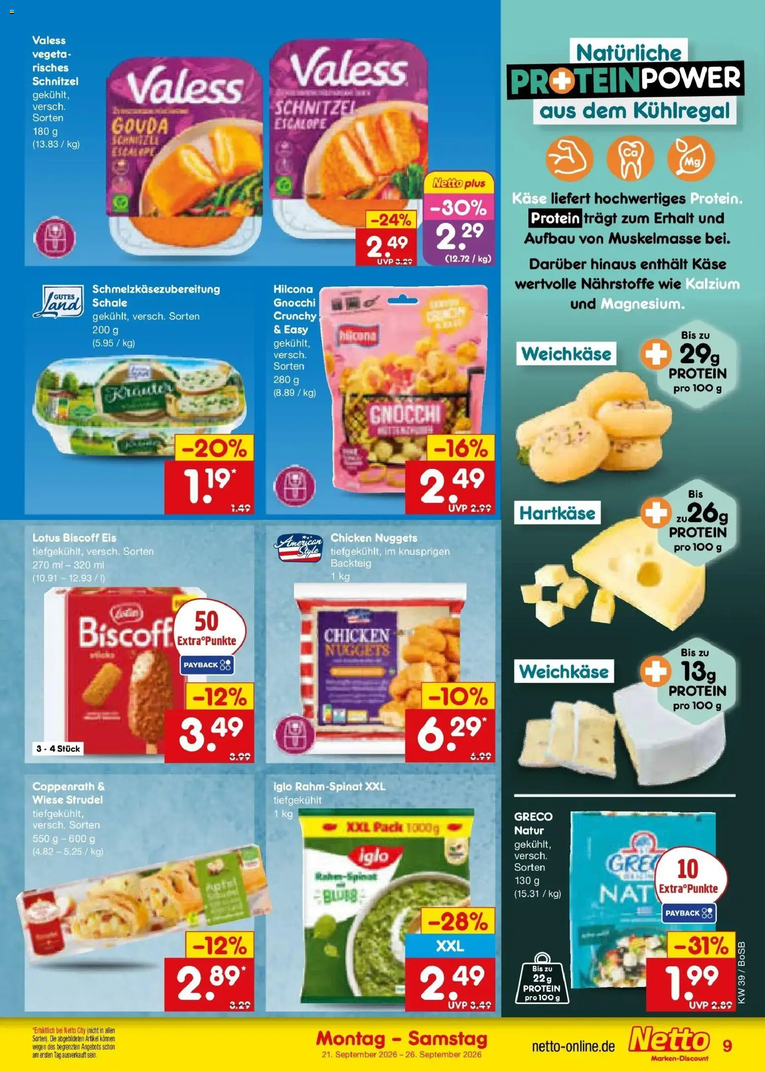 Netto Marken-Discount Prospekt Bochum – gültig ab 21.09.2026 | Seite: 13 | Produkte: Käse, Iglo, Schnitzel, Eis