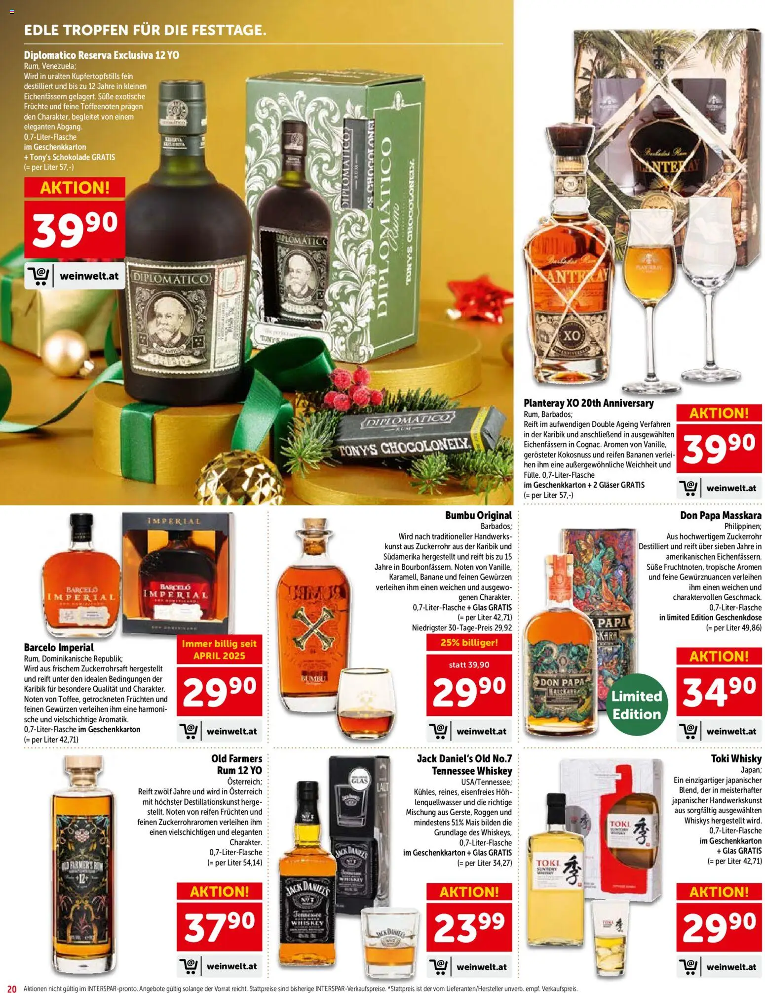 Interspar Geschenke - Paradies gültig ab 15.10.2026 | Seite: 20 | Produkte: Whiskey, Mais, Schokolade, Bananen