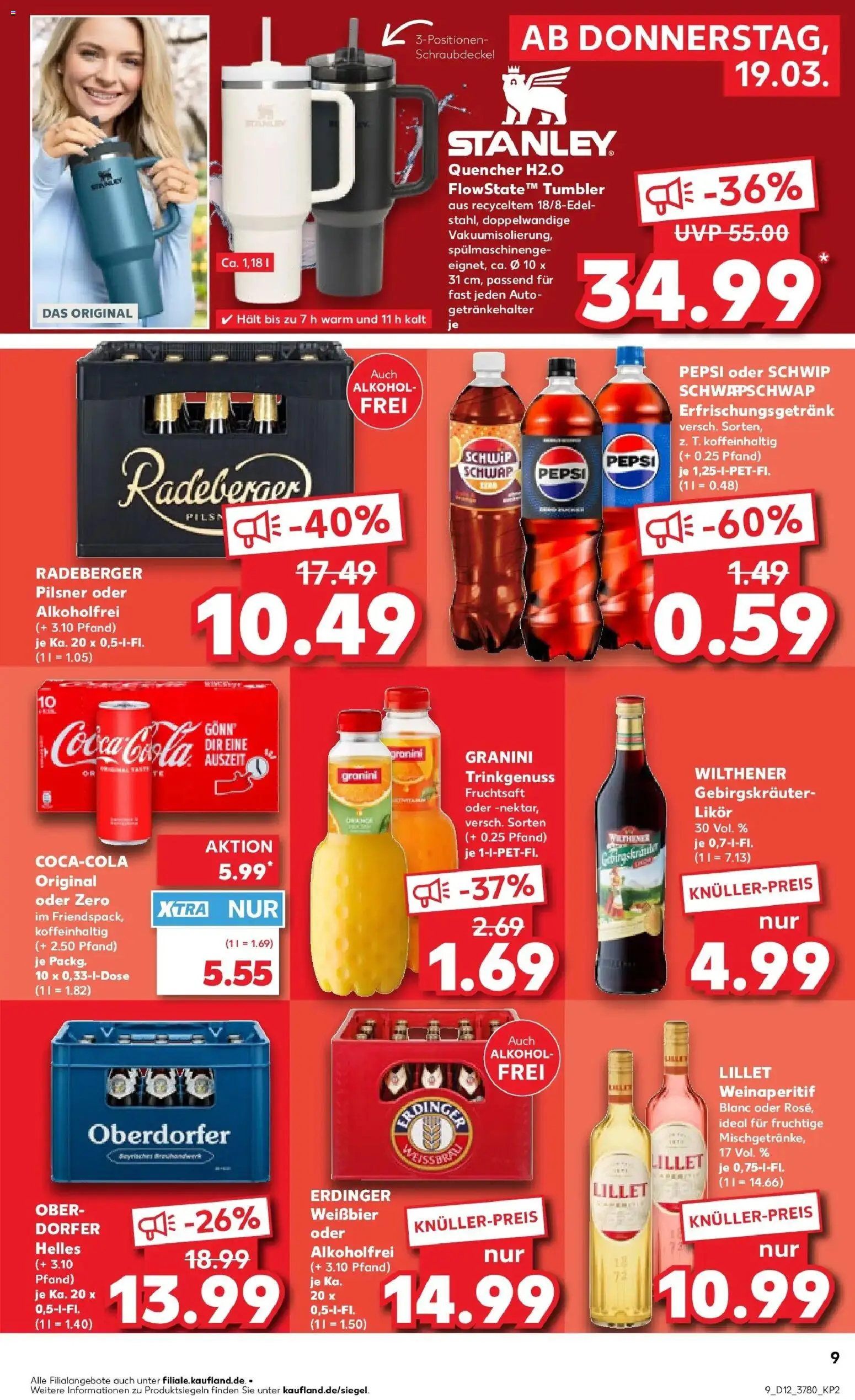 Kaufland Prospekt Annaberg-Buchholz	 – gültig ab 19.03.2026 | Seite: 9 | Produkte: Erdinger, Wilthener, Lillet, Granini