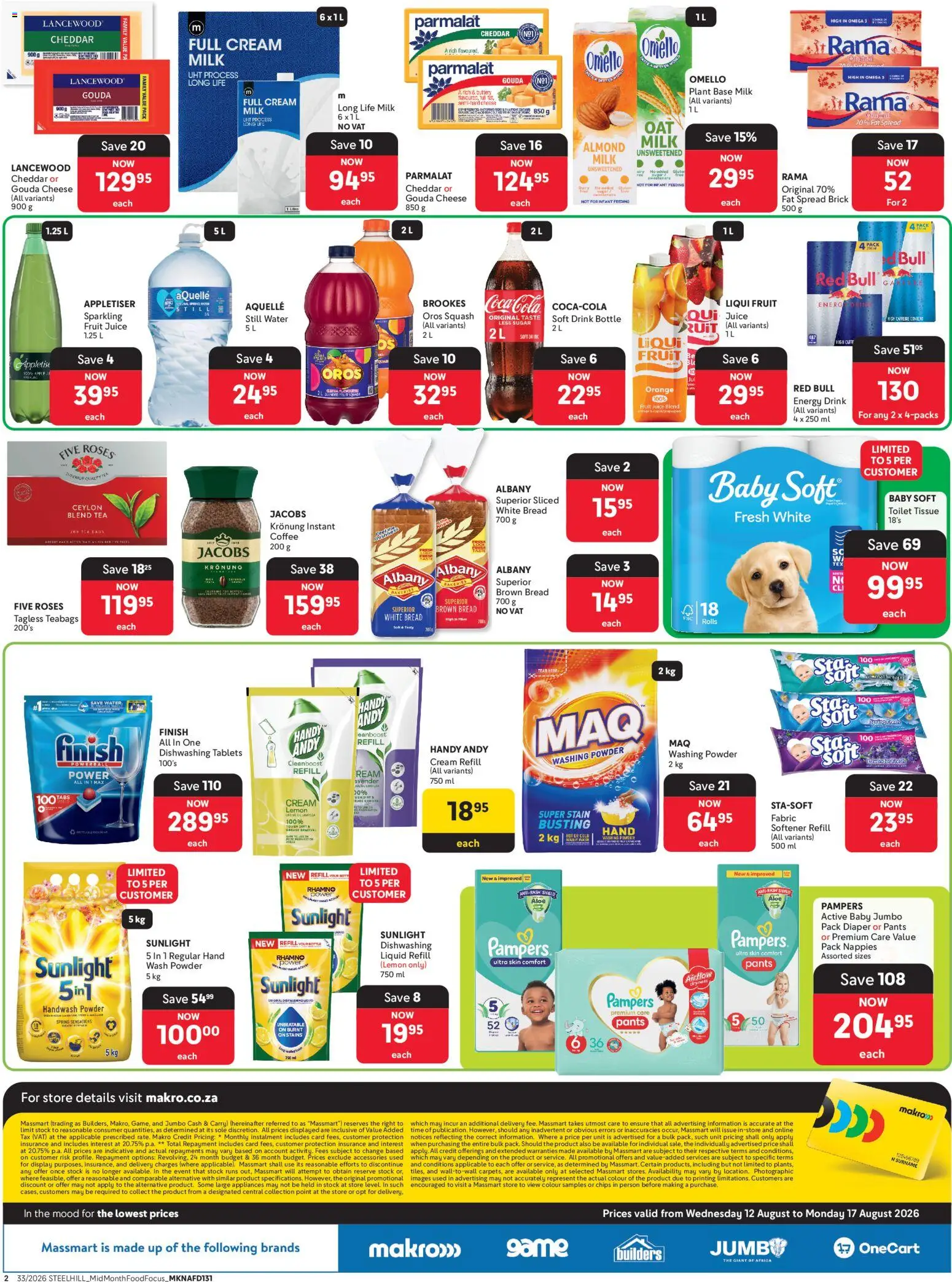 New Makro catalogue – valid from 12/08/2026 | Page: 2 | Products: Milk, Tea, Fruit, Nappies