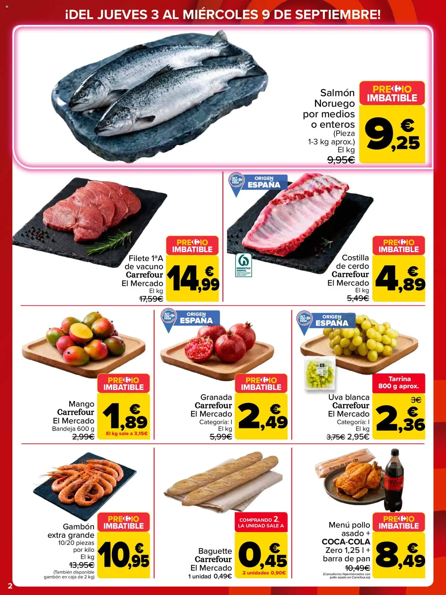 Carrefour Precio Imbatible │ válido desde el 03/09/2026 | Página: 2 | Productos: Pan, Costilla de cerdo, Bandeja, Pollo