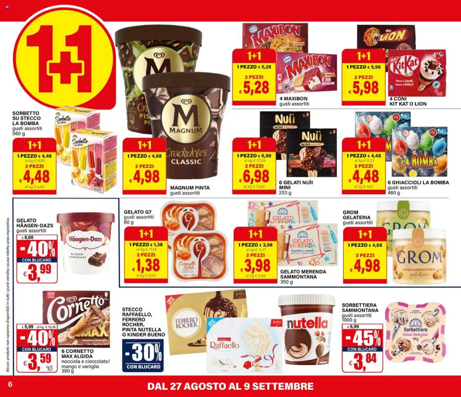 Volantino Il Gigante del 27/08/2026 | Pagina: 6 | Prodotti: Cornetto, Magnum, Mango, Nutella