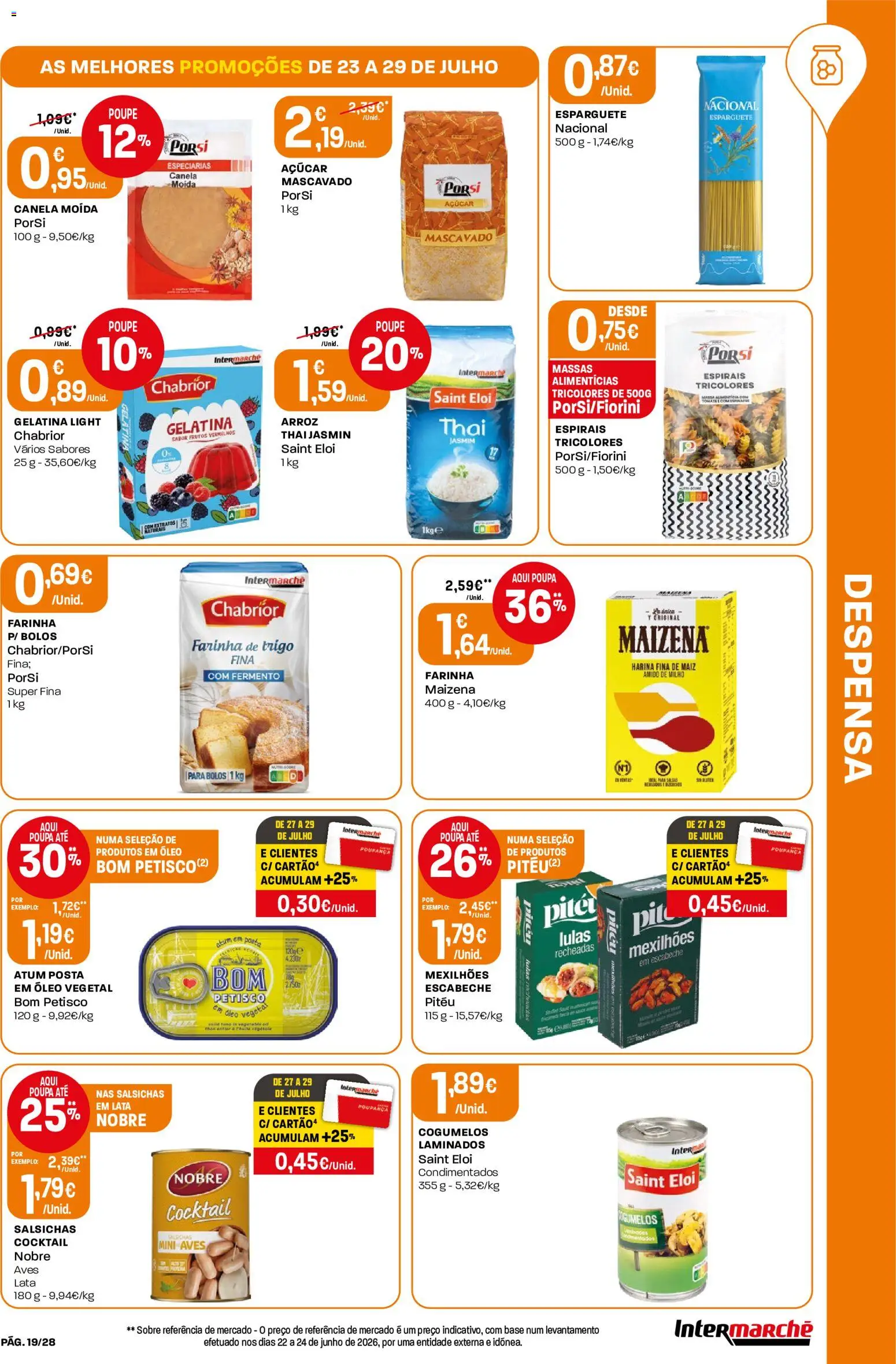 Intermarché Folheto Contact │ válido de 23/07/2026 | Página: 19 | Produtos: Arroz, Açúcar, Mexilhões, Cogumelos