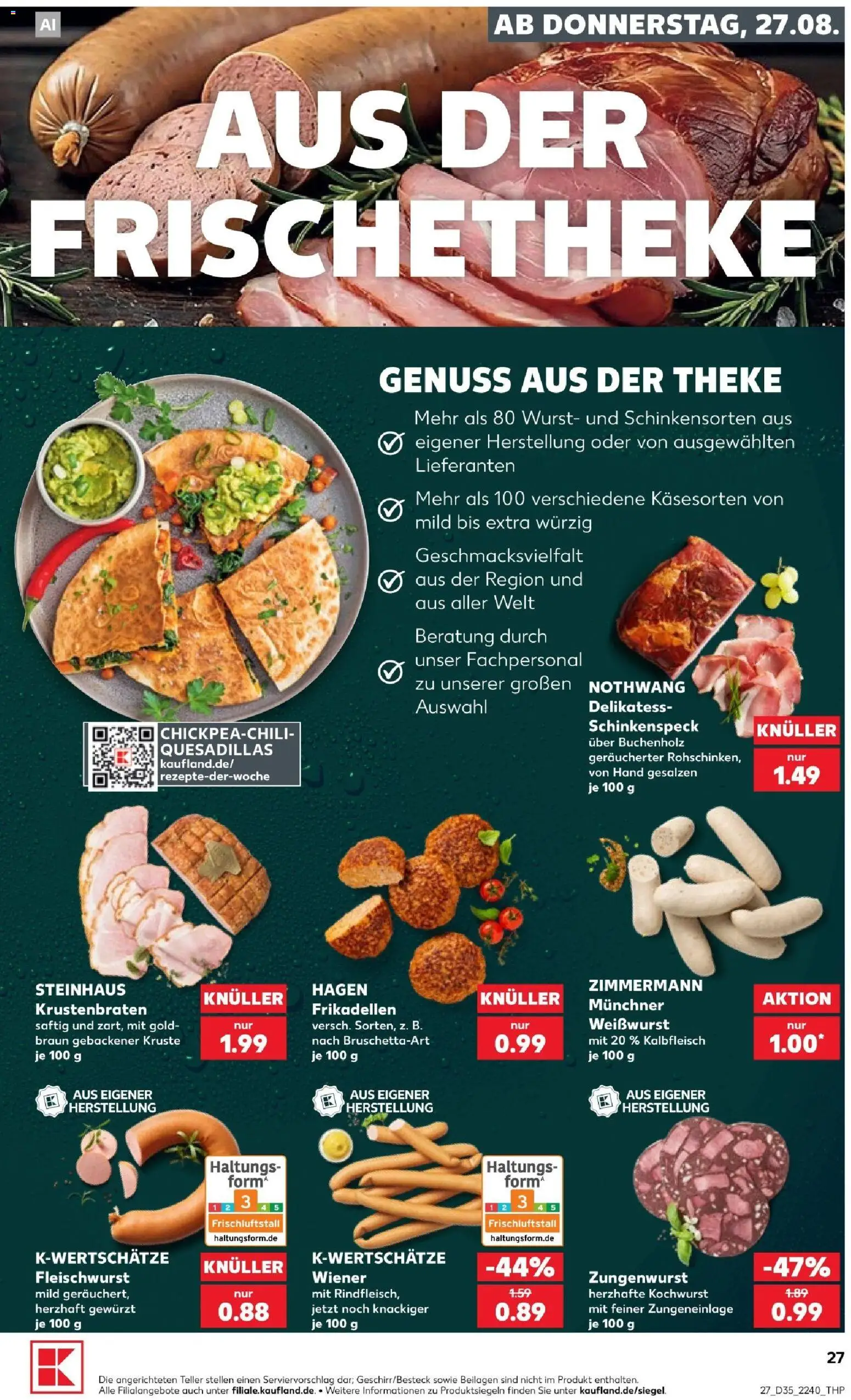 Kaufland Prospekt Stuttgart – gültig ab 27.08.2026 | Seite: 27 | Produkte: Beilagen, Weißwurst, Krustenbraten, Wurst