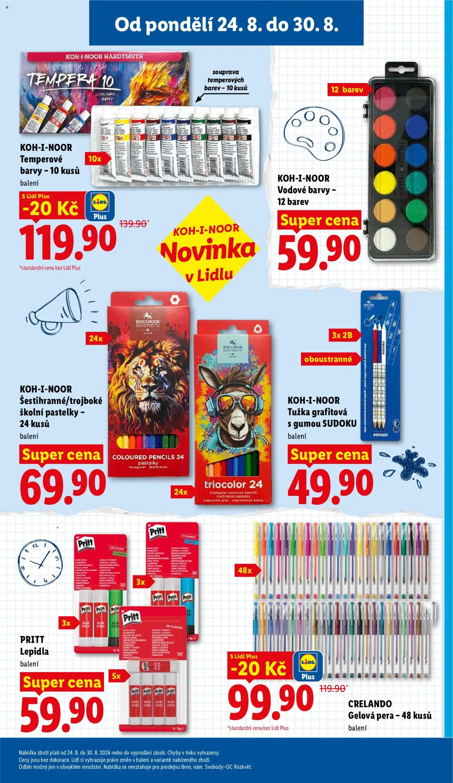Lidl leták - Spotřební zboží od 24.08.2026 | Strana: 3 | Produkty: Pastelky, Barvy, Tužka