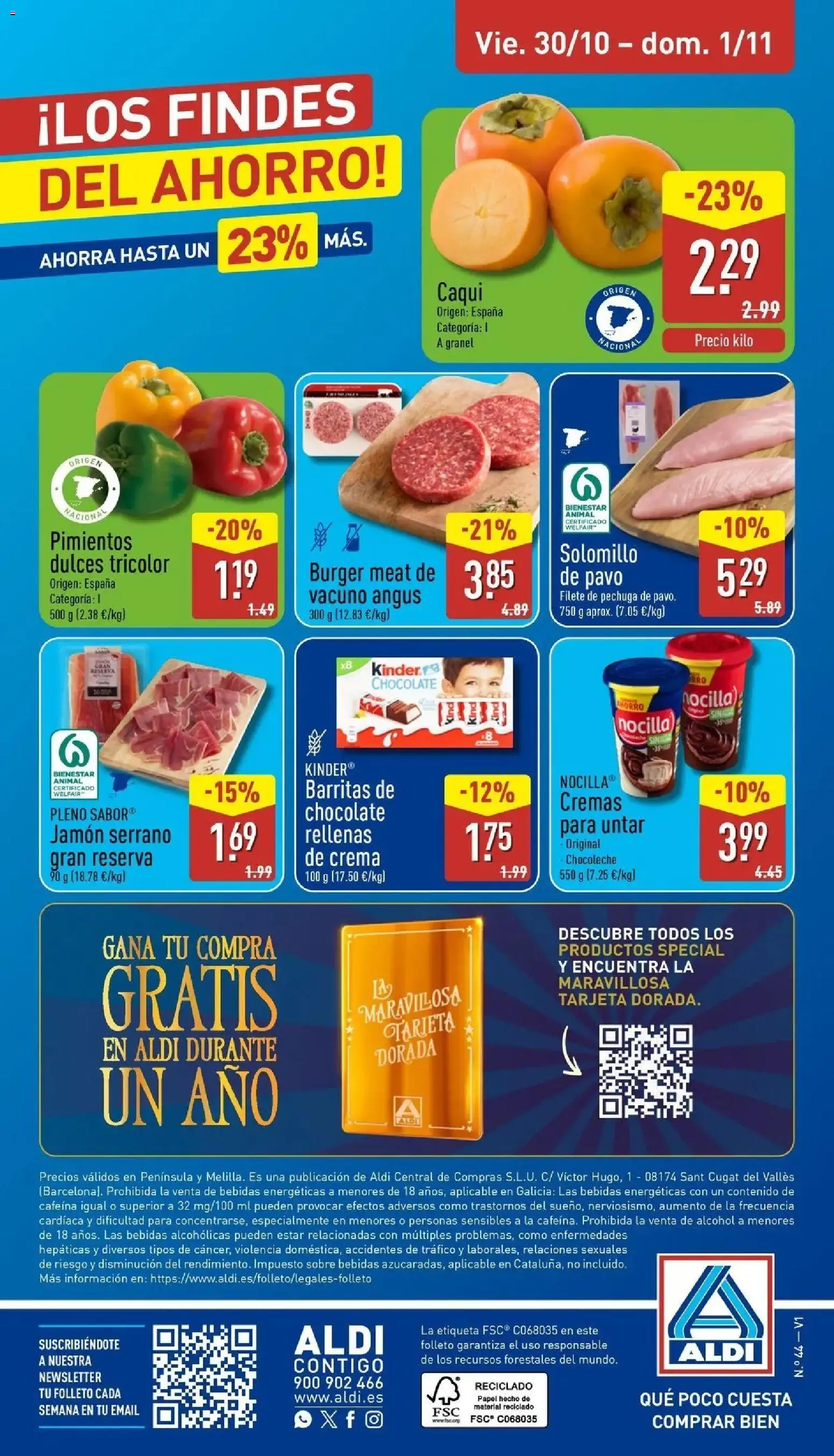 Aldi - Qué poco cuesta comprar bien │ válido desde el 26/10/2026 | Página: 28 | Productos: Jamón serrano, Jamón, Bebidas, Caqui