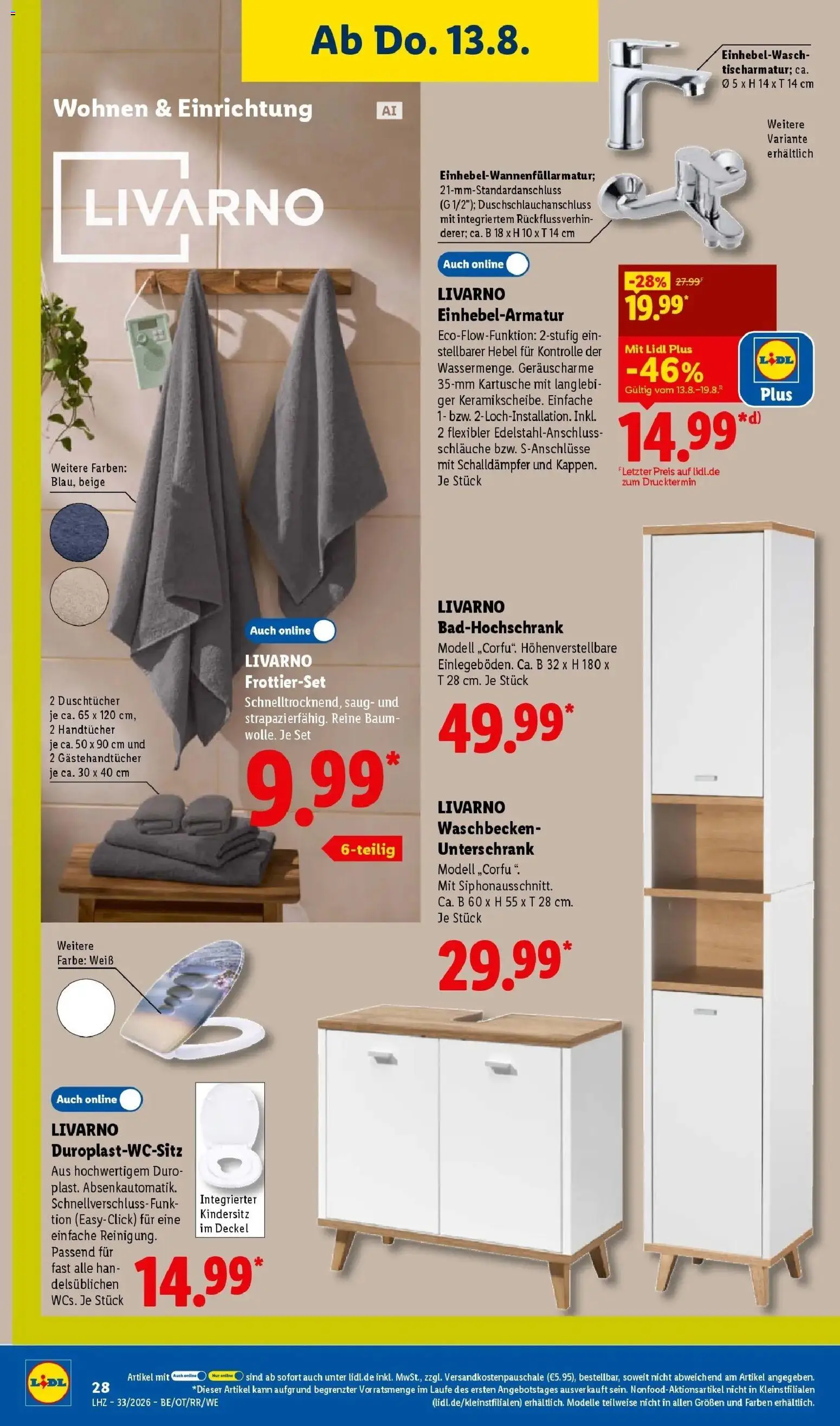 Lidl Prospekt Malchow (ab 10.08.2026) zum Blättern » Angebote | Seite: 50 | Produkte: Waschbecken, Unterschrank