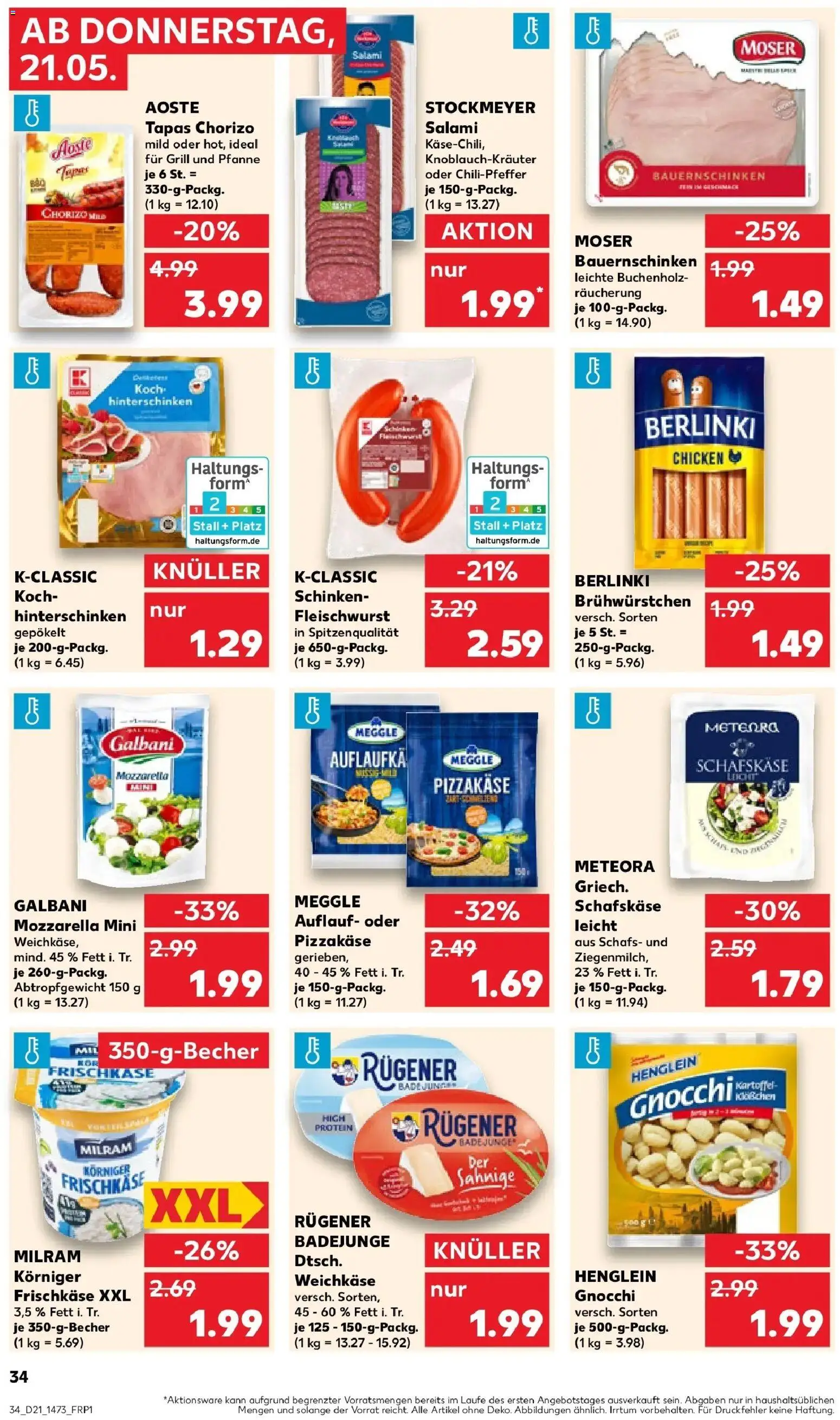 Kaufland Prospekt Gardelegen – gültig ab 21.05.2026 | Seite: 34 | Produkte: Grill, Mozzarella, Schinken, Schafskase