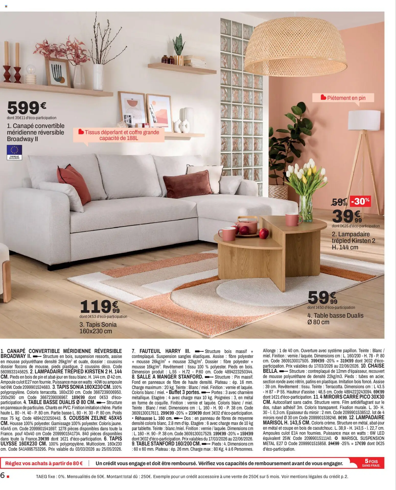 {H1} | Page: 6 | Produits: Flocons, Canapé convertible, Canapé, Étagère