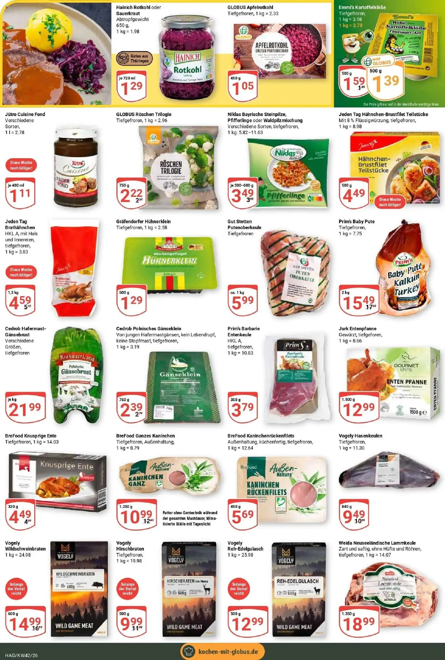 Globus Prospekt Halle (saale) (ab 12.10.2026) » Angebote online | Seite: 13 | Produkte: Pute, Rotkohl, Pfifferlinge, Ente