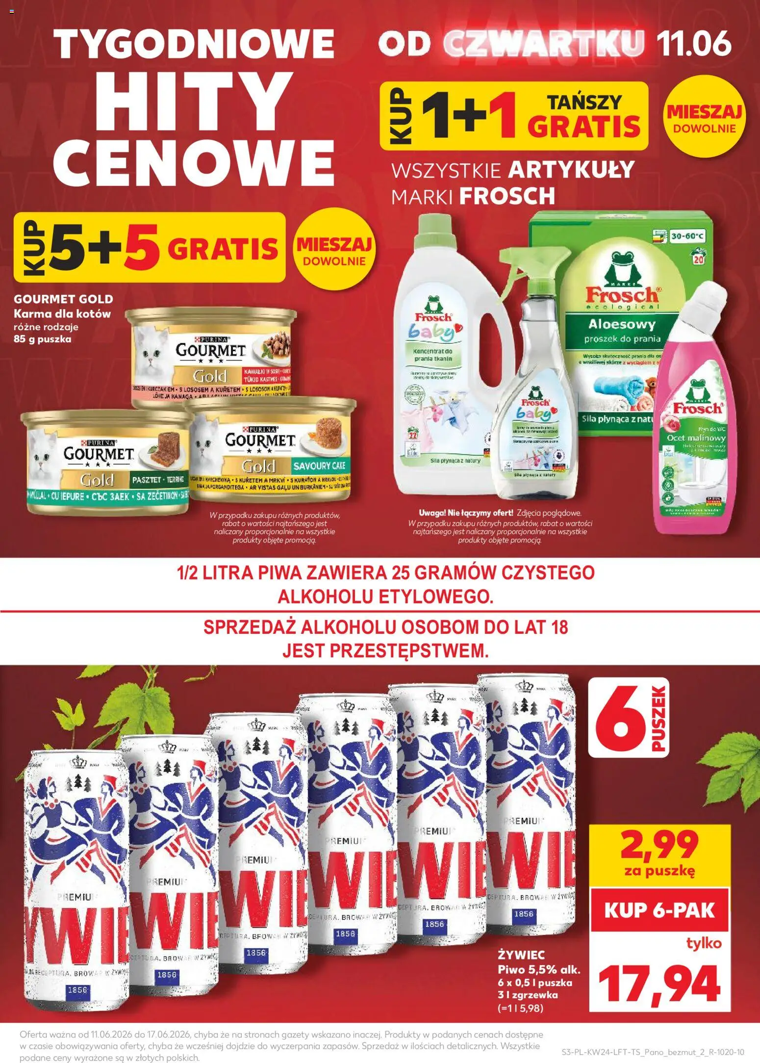 Kaufland gazetka od 11.06.2026 | Strona: 3 | Produkty: Ocet, Karma dla kotów, Piwo, Proszek do prania
