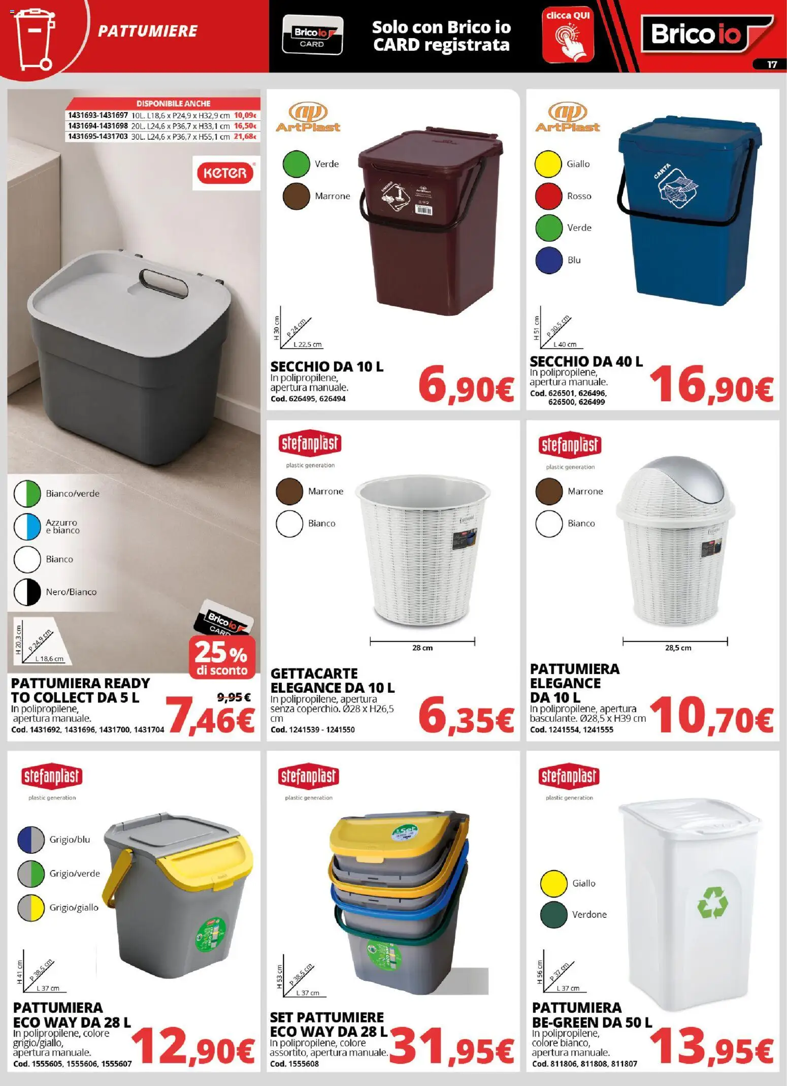 Volantino Brico io del 20/08/2026 | Pagina: 17 | Prodotti: Secchio, Pattumiera