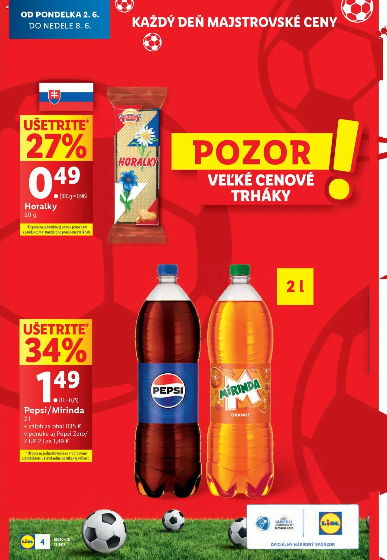 Nové Lidl akcie – leták je platný od 02.06.2025 | Strana: 6 | Produkty: Pepsi, Mirinda, Horálky