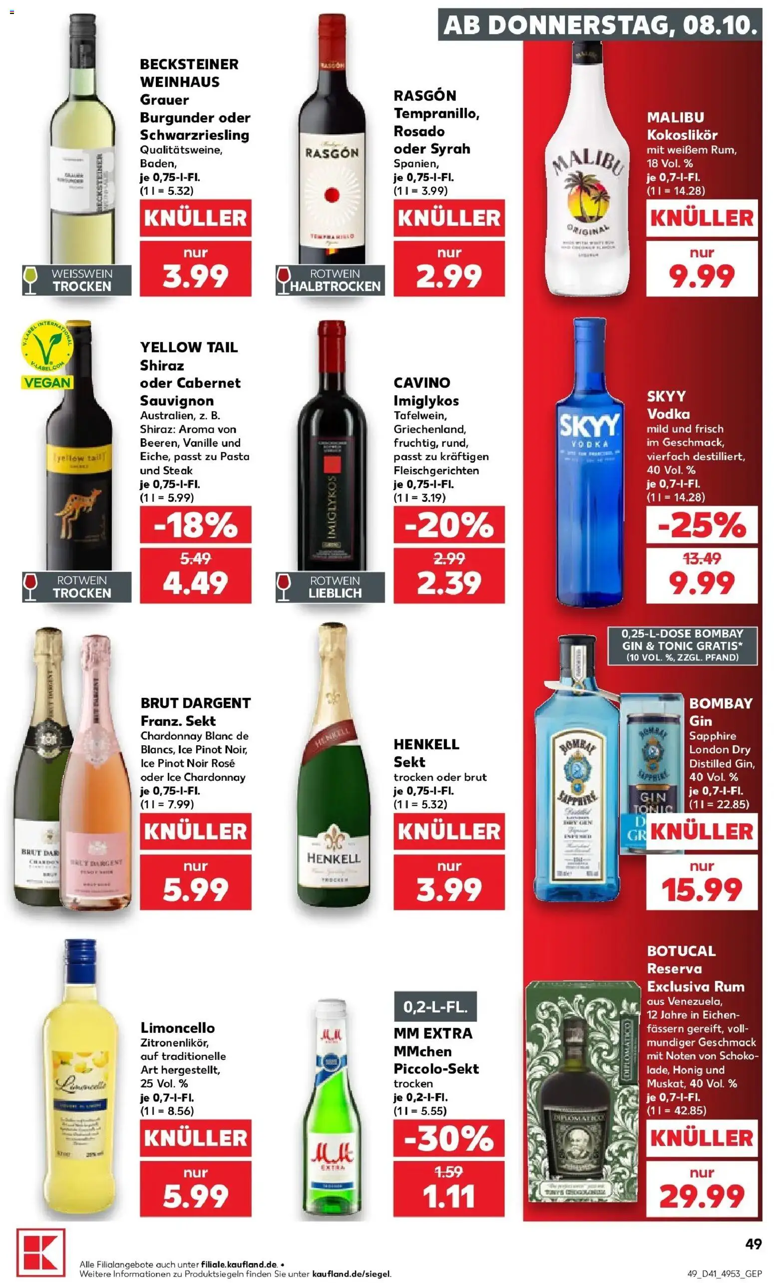 Prospekt Kaufland ab 05.10.2026 » Angebote Online zum Blättern | Seite: 59 | Produkte: Rotwein, Rum, Limoncello, Gin