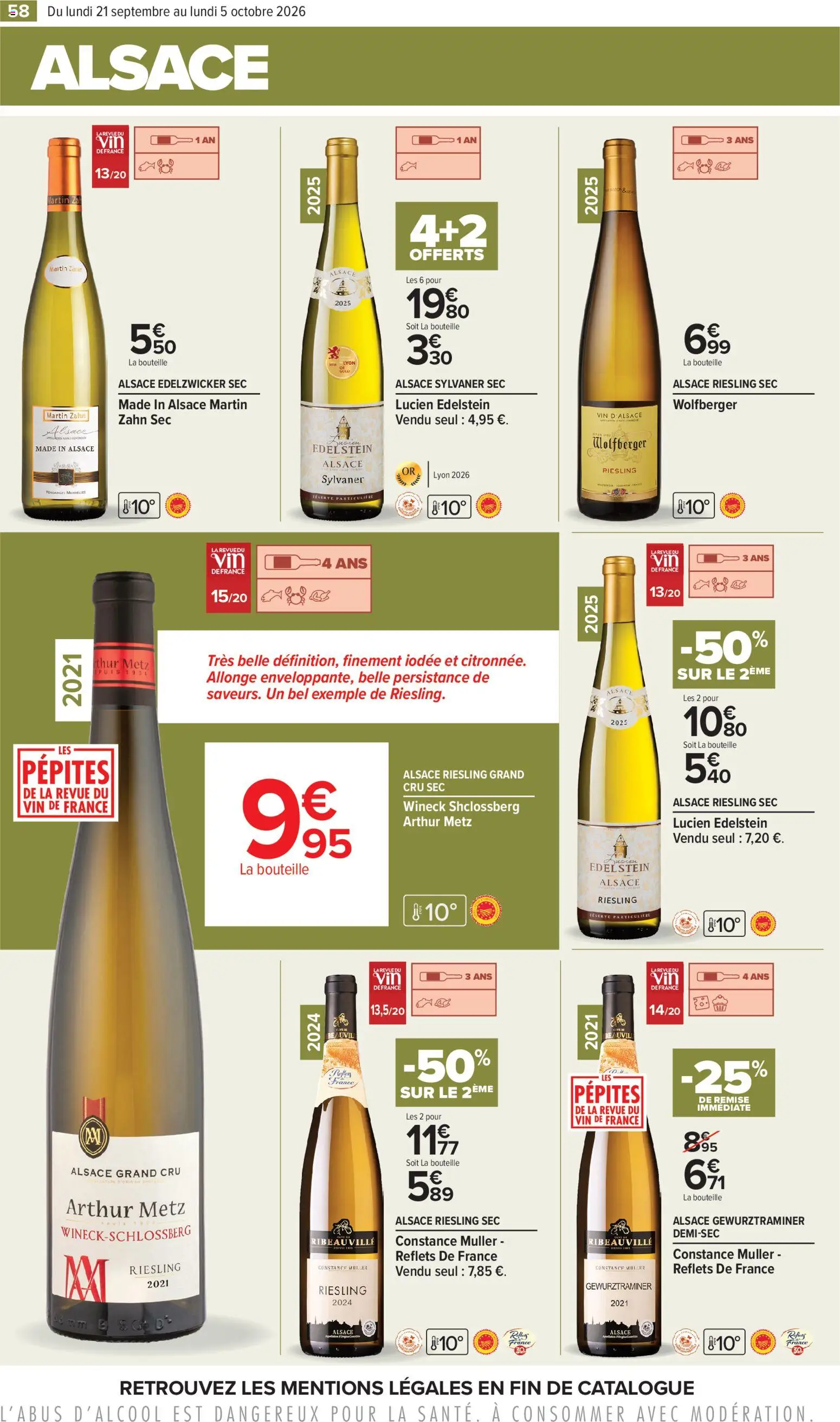 {H1} | Page: 58 | Produits: Gewurztraminer, Arthur Metz, Bouteille, Vin