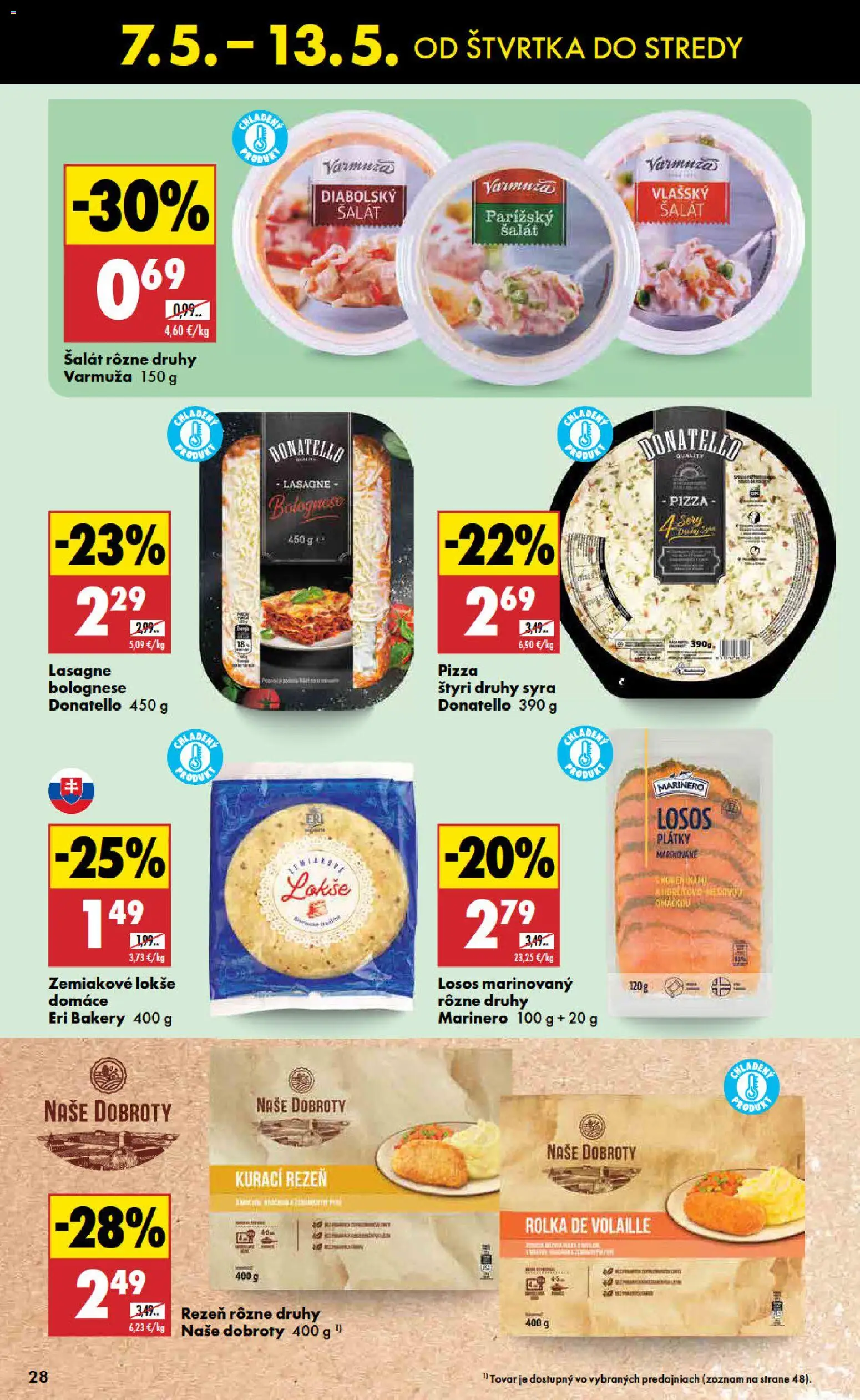 Nové Biedronka akcie – leták je platný od 07.05.2026 | Strana: 28 | Produkty: Pizza, Losos, Šalát, Lasagne