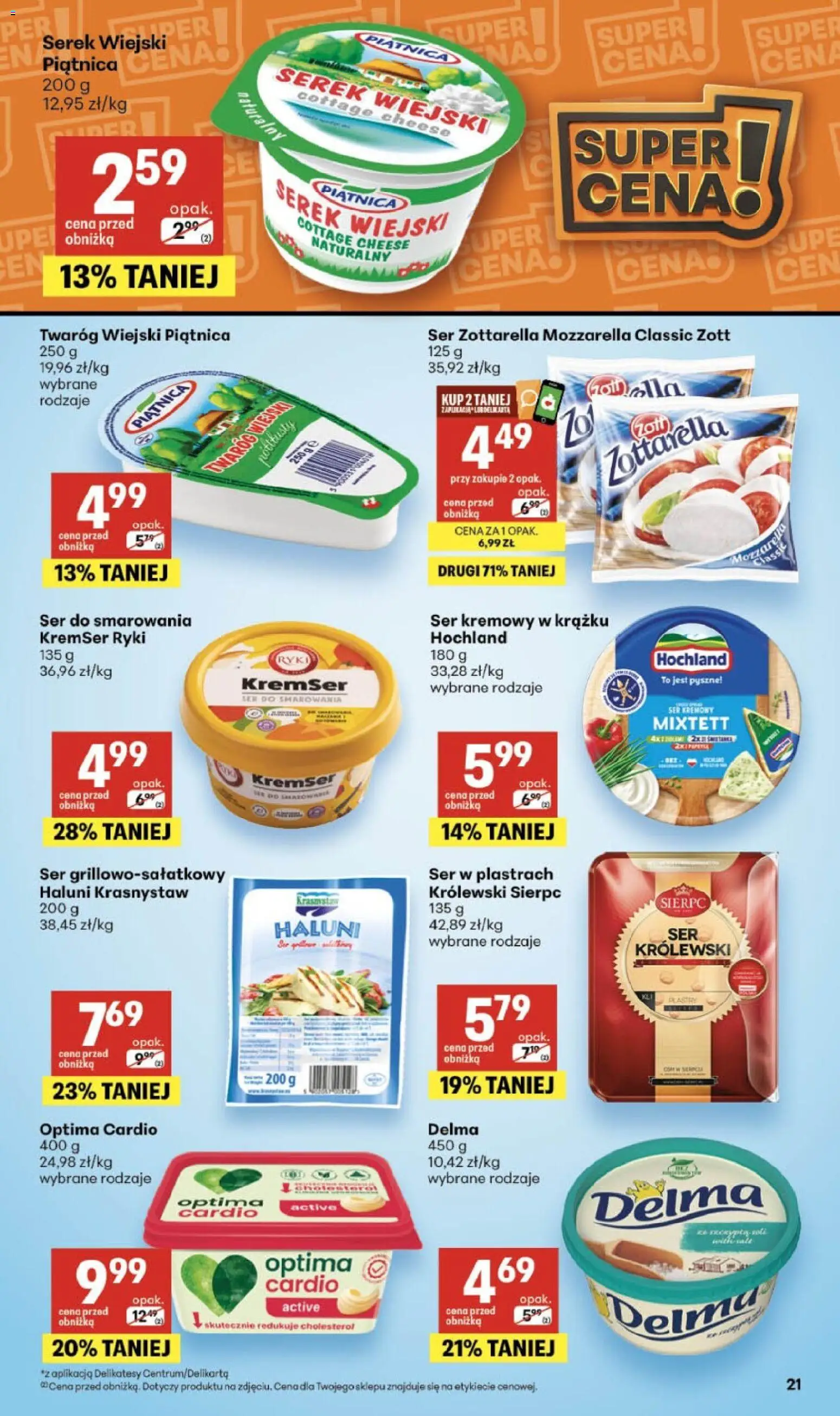 Delikatesy Centrum gazetka od 18.06.2026 | Strona: 21 | Produkty: Serek, Optima cardio, Ser, Mozzarella