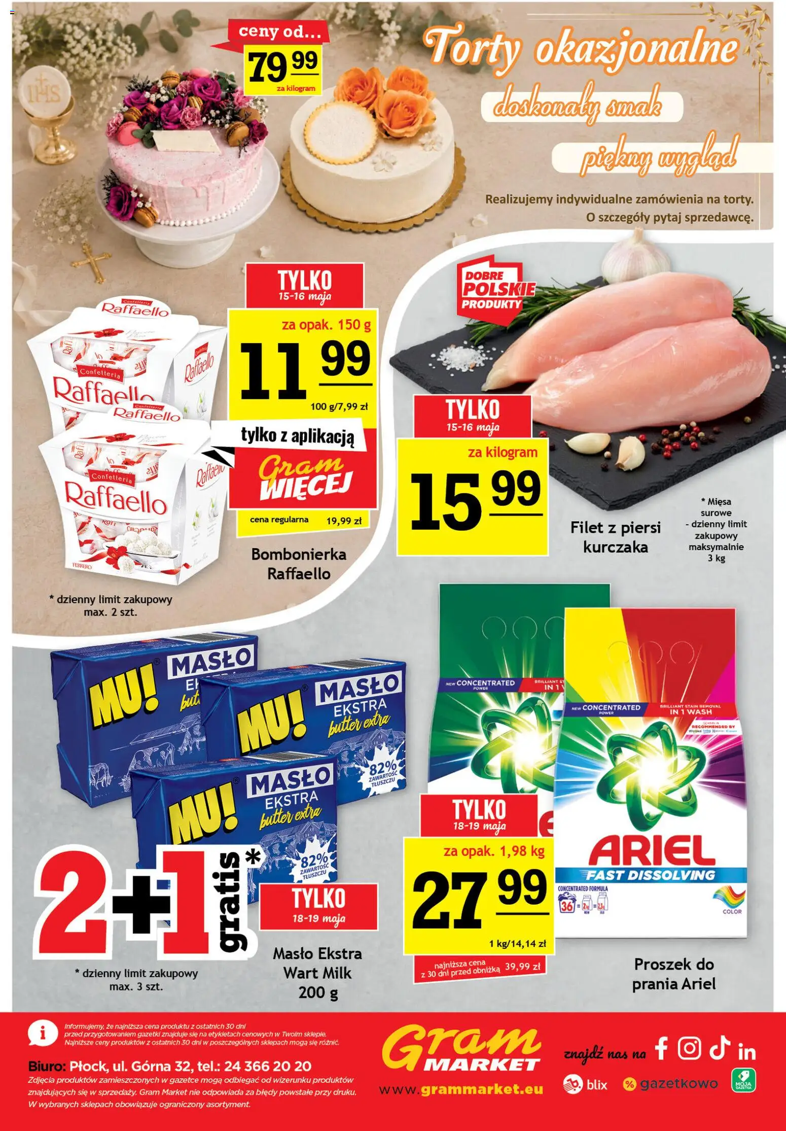Gram Market gazetka od 13.05.2026 | Strona: 16 | Produkty: Piersi, Bombonierka, Ariel, Masło