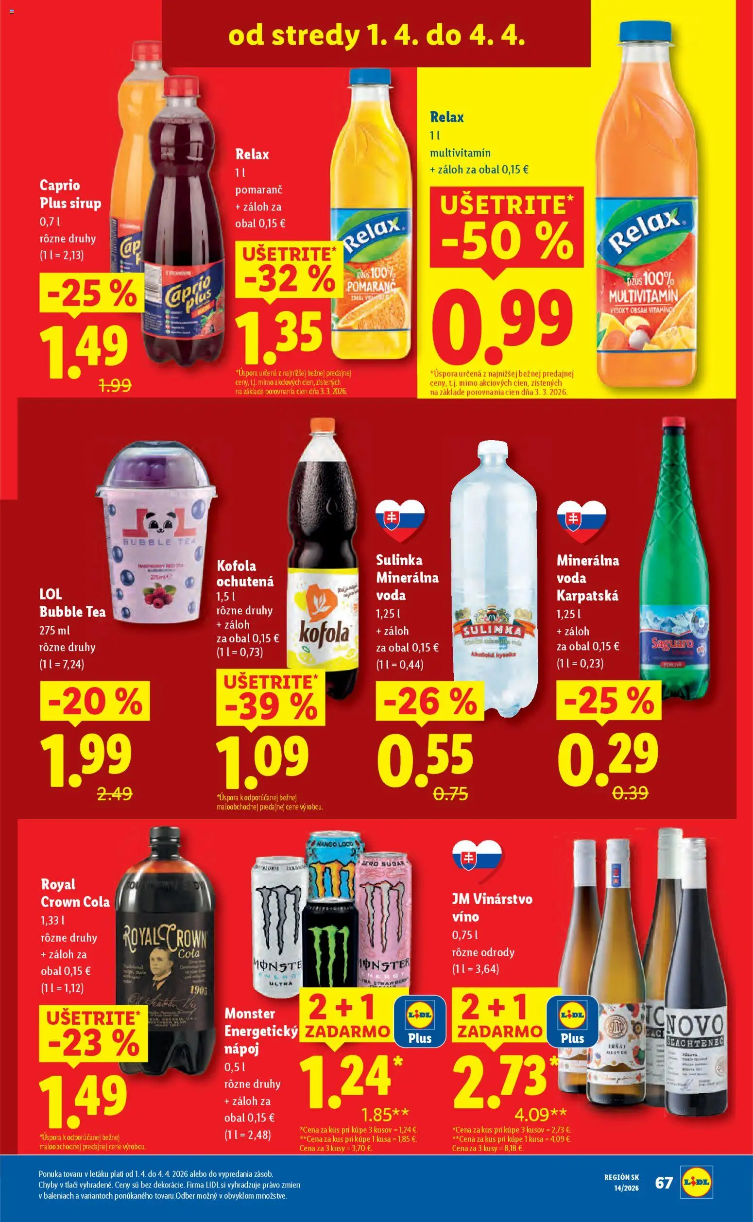 Nové Lidl akcie – leták je platný od 30.03.2026 | Strana: 83 | Produkty: Džús, Kofola, Voda, Minerálna voda
