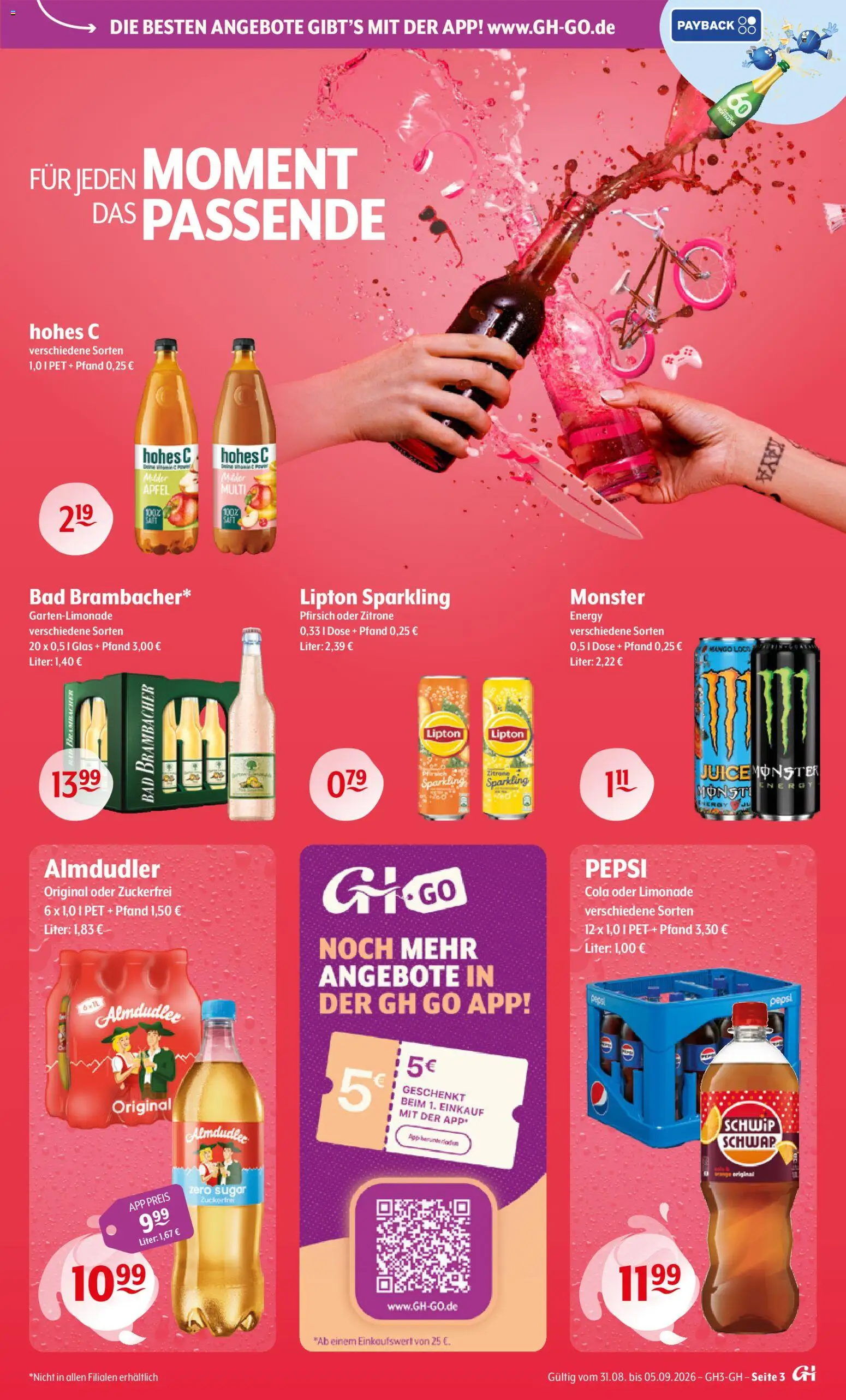 Trink und Spare Prospekt – gültig ab 31.08.2026 | Seite: 3 | Produkte: Energy, Bad, Limonade, Pepsi