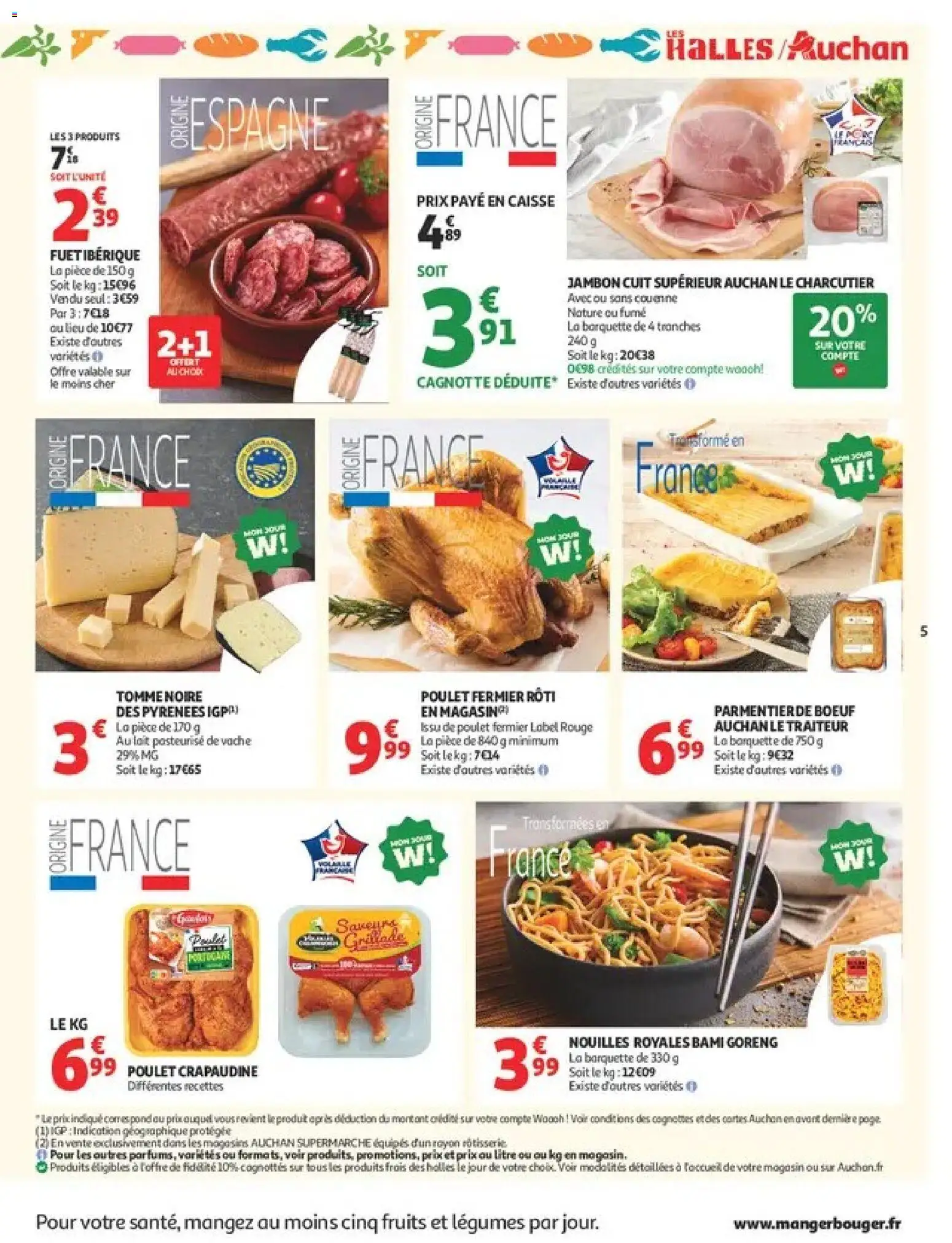 {H1} | Page: 5 | Produits: Poulet, Fruits, Lait, Nouilles