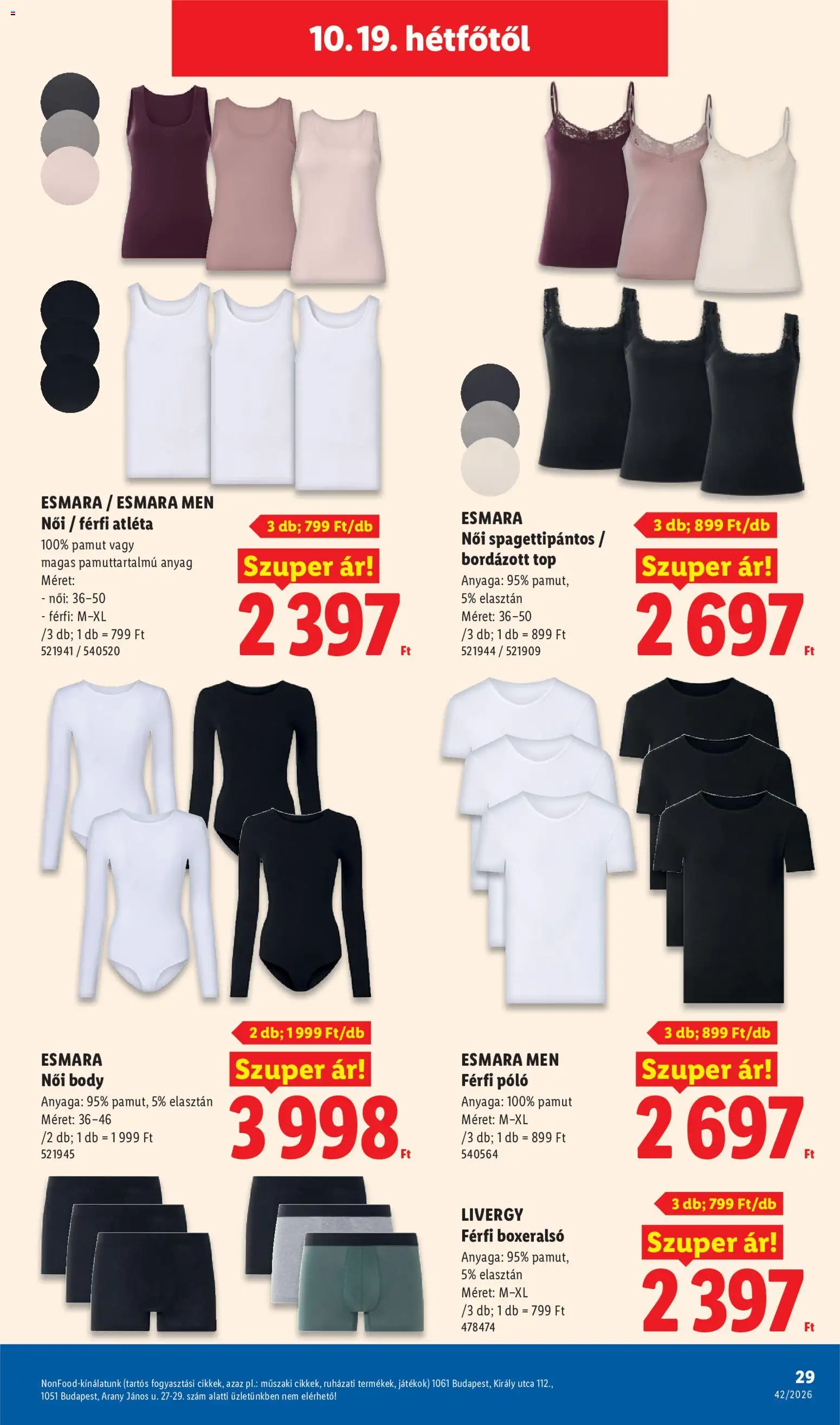 Lidl akciós ujság - amely érvényes a következő dátumtól: 2026.10.15. | Oldal: 29 | Termékek: Atléta, Játékok, Esmara, Livergy