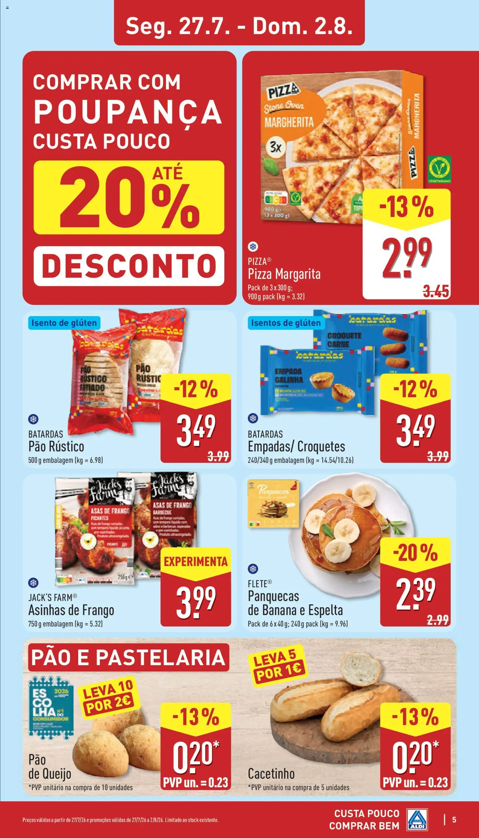 Aldi folheto │ válido de 27/07/2026 | Página: 5 | Produtos: Asas de frango, Frango, Pão de queijo, Pão