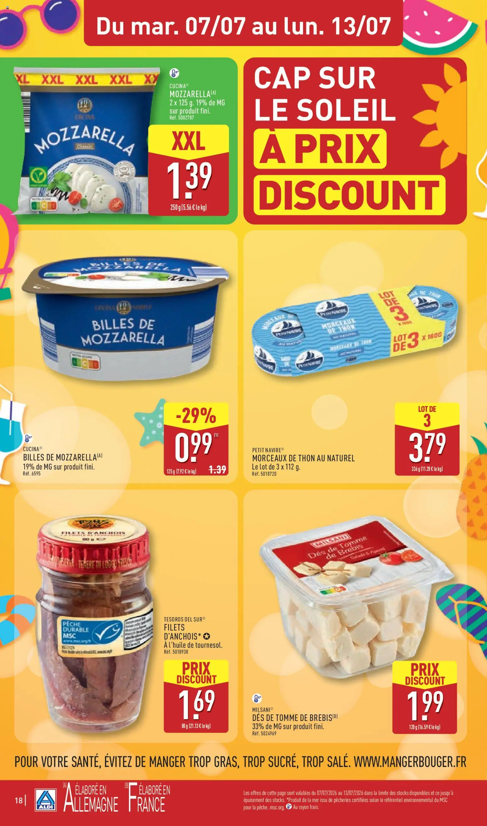 {H1} | Page: 20 | Produits: Thon au naturel, Pêche, Mozzarella, Thon