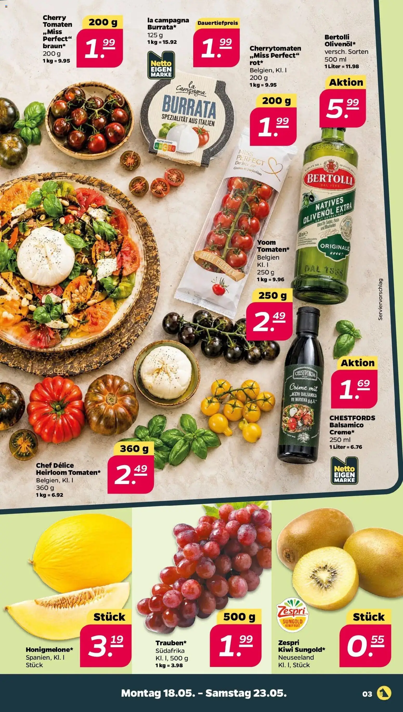 Netto Wochenangebote – gültig ab 18.05.2026 | Seite: 3 | Produkte: Balsamico, Olivenol, Burrata, Pasta