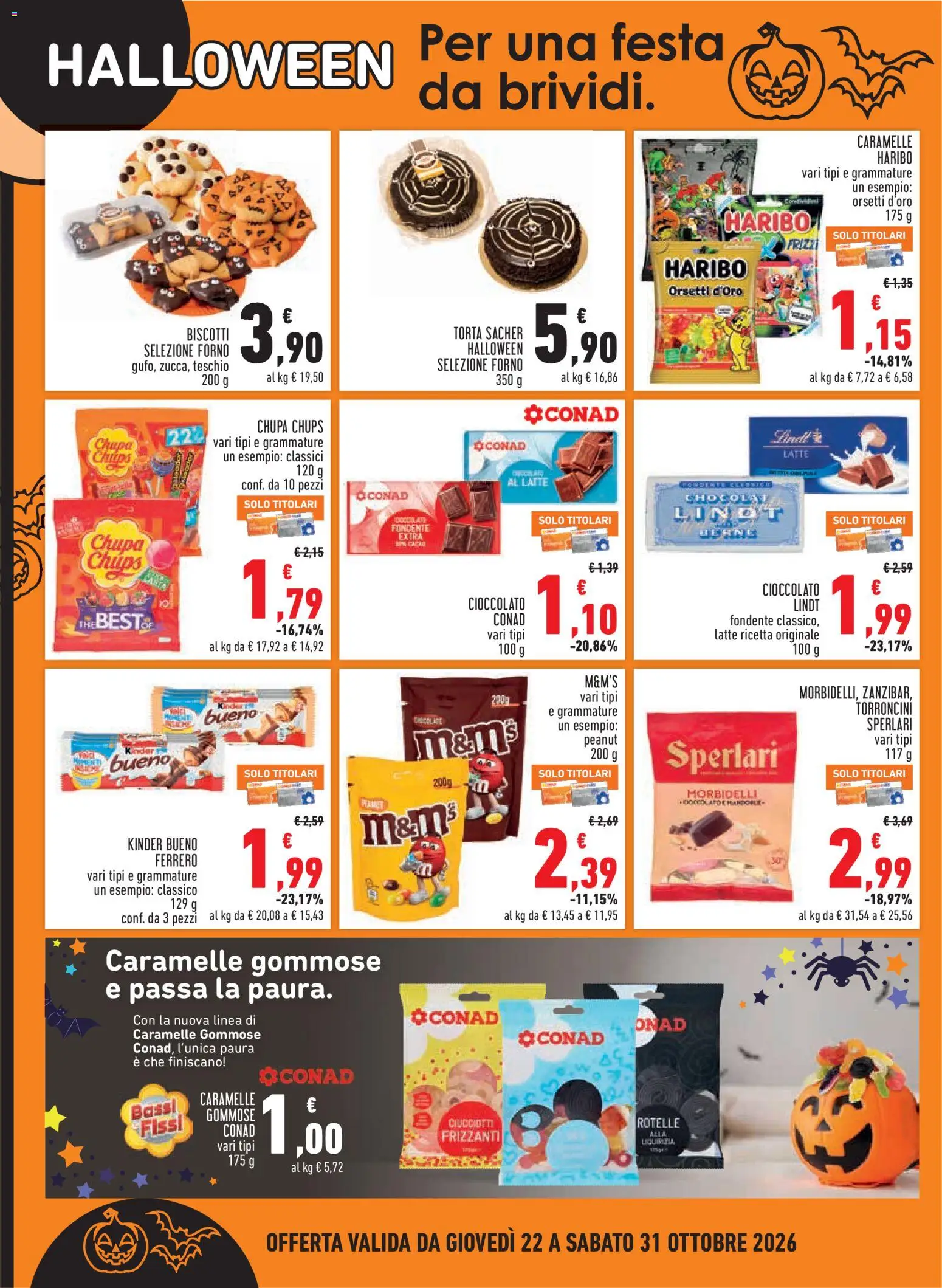 Volantino Conad del 22/10/2026 | Pagina: 14 | Prodotti: Cioccolato, Lindt, Mandorle, The