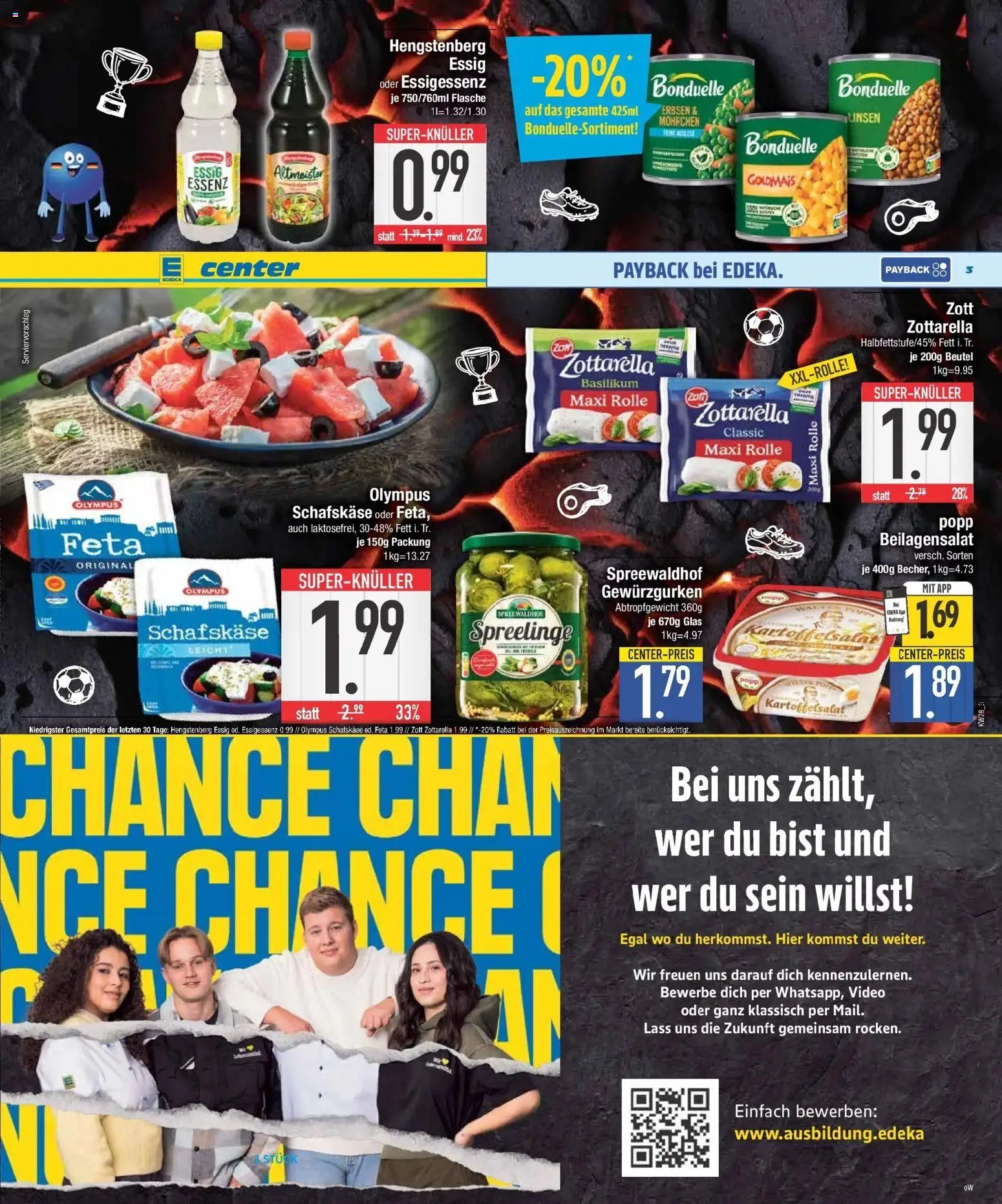 E center Wochenangebote – gültig ab 06.07.2026 | Seite: 3 | Produkte: Feta, Essig, Erbsen, Video