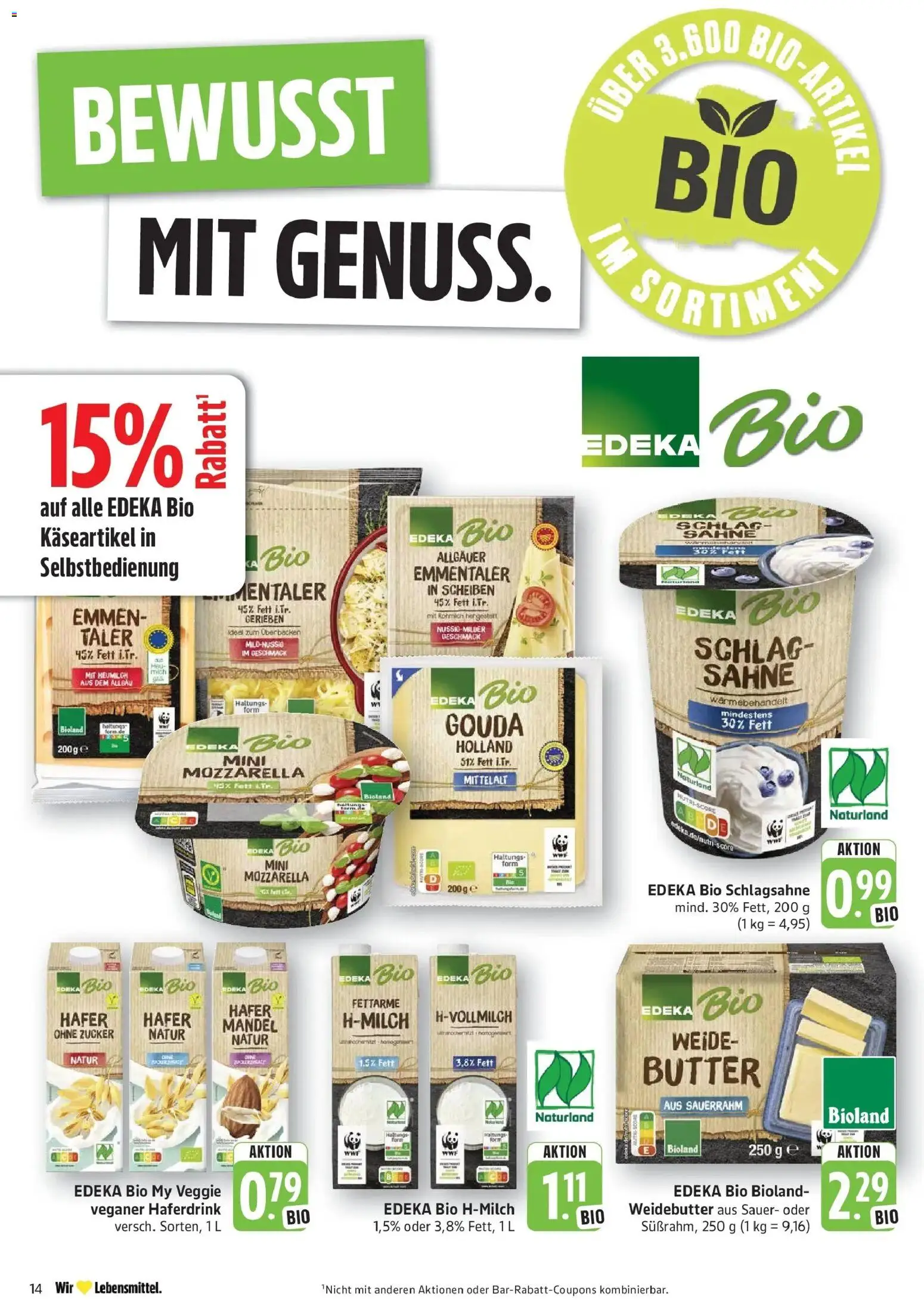 Edeka Prospekt Eislingen (ab 12.10.2026) » Angebote Online | Seite: 14 | Produkte: Schlagsahne, Haferdrink, Zucker, Sauerrahm