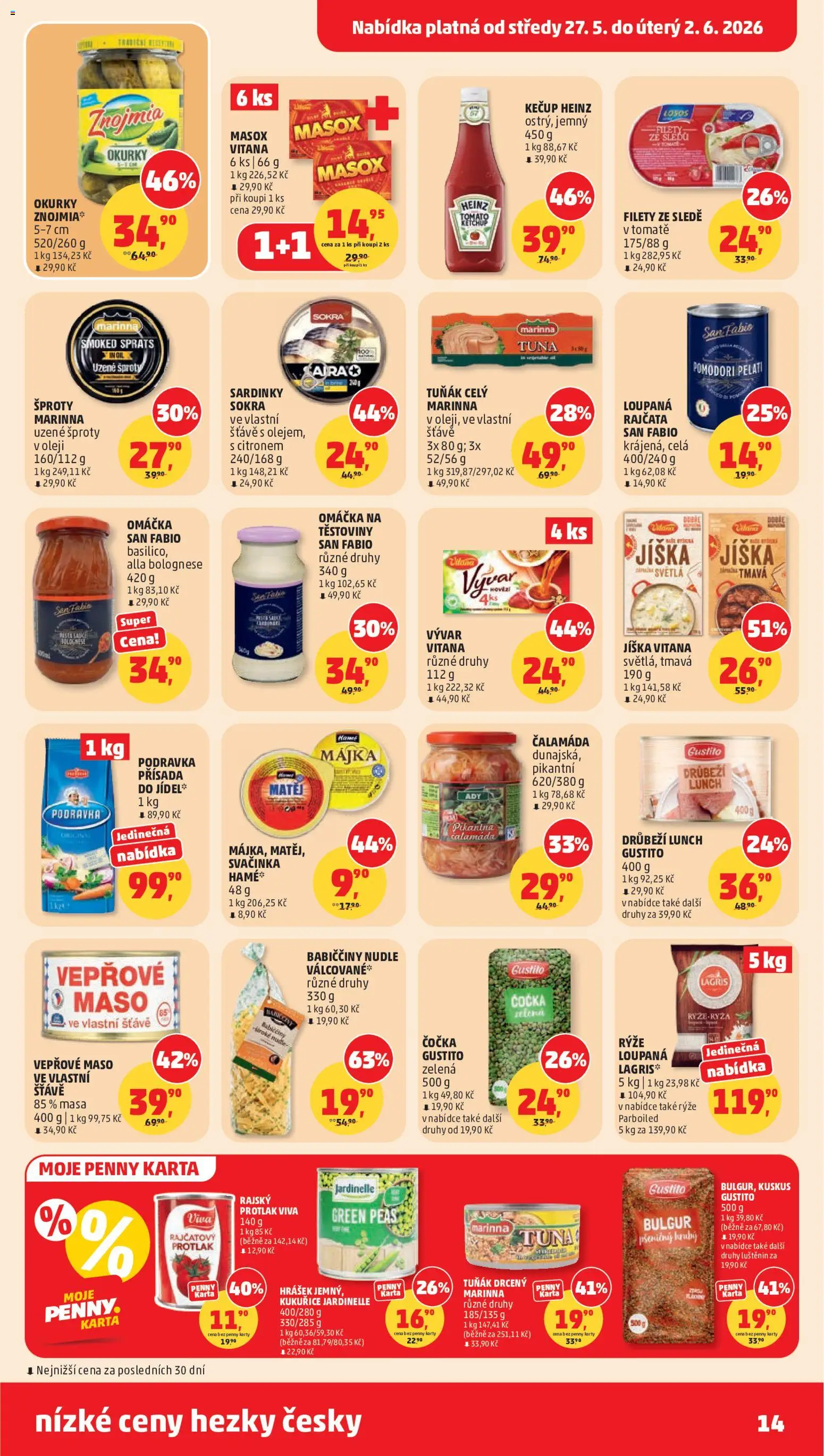 Penny Market leták od 27.05.2026 | Strana: 14 | Produkty: Jíška, Rýže, Těstoviny, Kečup