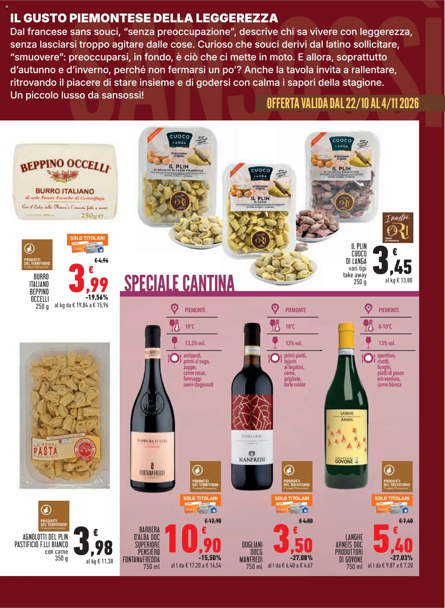 Volantino Conad del 22/10/2026 | Pagina: 7 | Prodotti: Calice, Piatti, Burro, Pasta