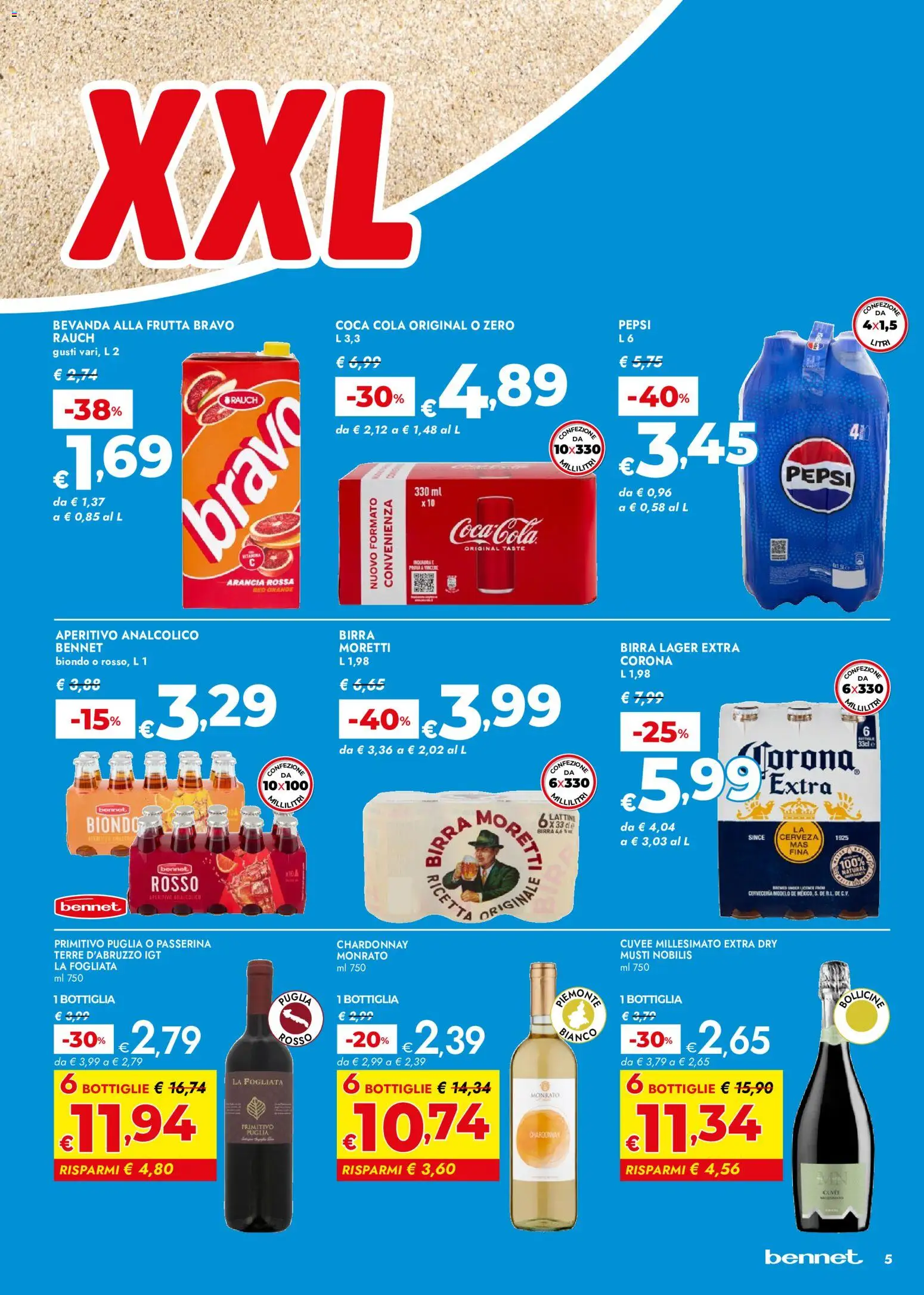 Volantino bennet del 02/07/2026 | Pagina: 5 | Prodotti: Frutta, Arancia, Bottiglia, Aperitivo