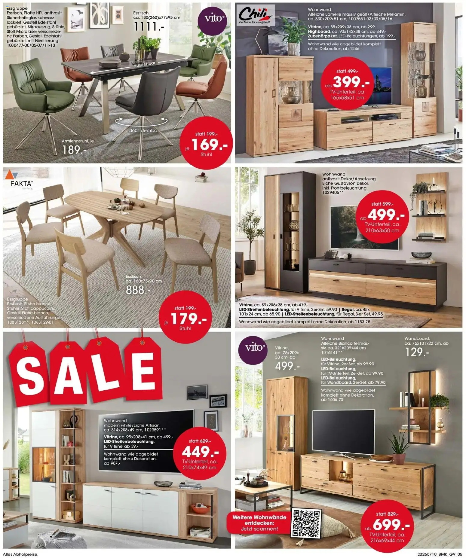 Möbel Martin Sale – gültig ab 10.07.2026 | Seite: 5 | Produkte: Wohnwand, Essgruppe, Stuhl, Chili